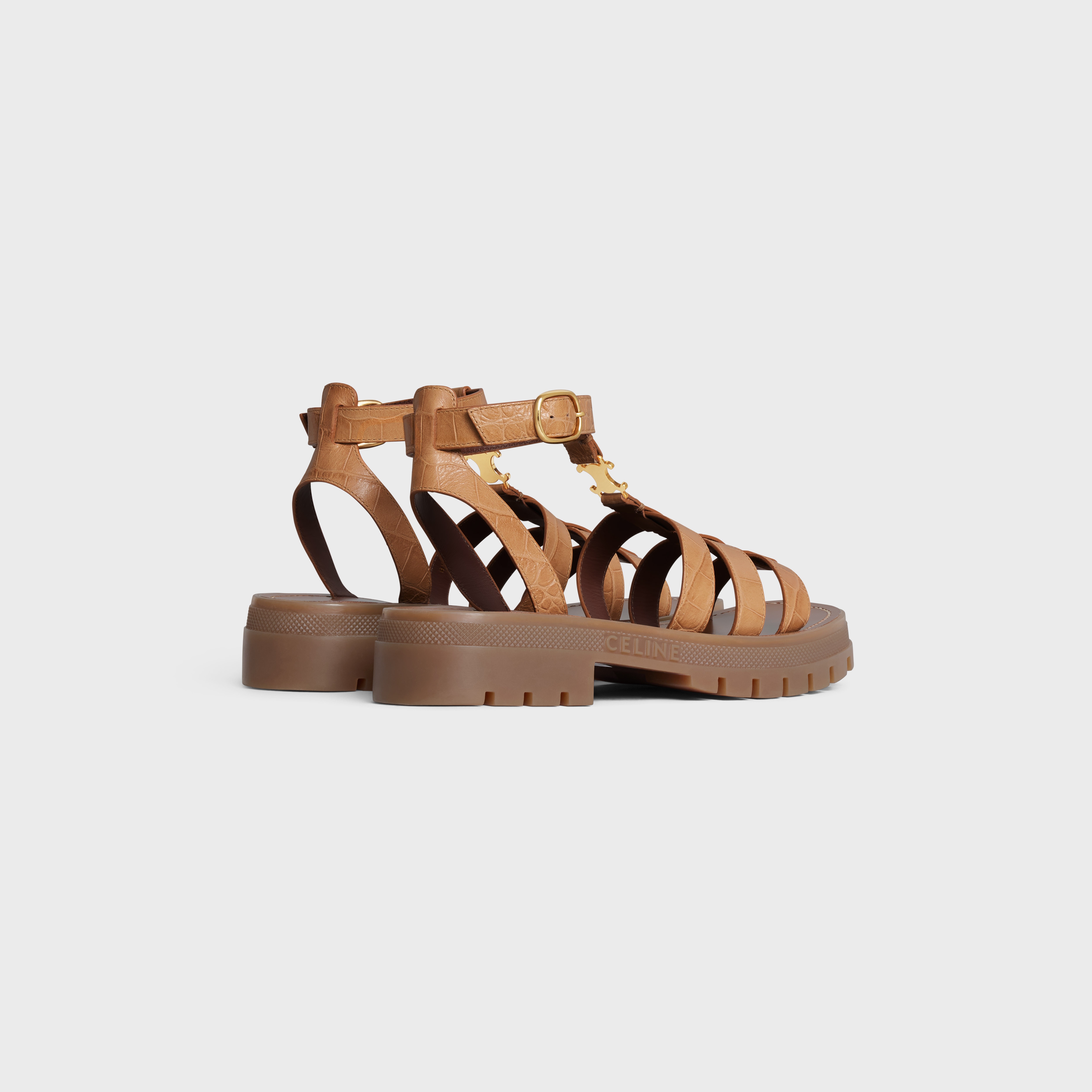 CELINE CELINE CLEA TRIOMPHE GLADIATOR SANDAL in CROCODILE STAMPED CALFSKIN REVERSIBLE