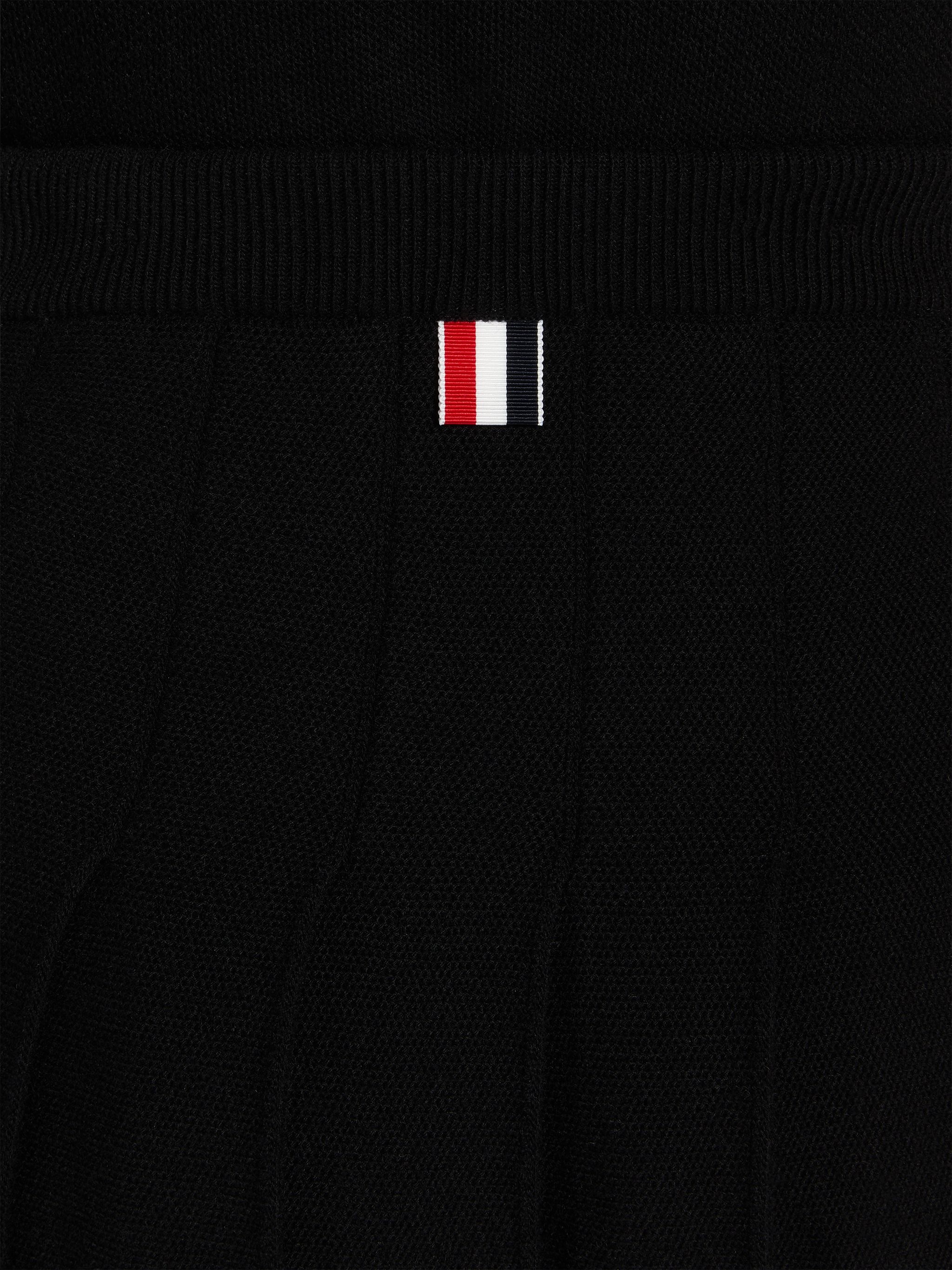 Black Cashmere Pique Below-the-Knee Pleated Skirt - 6