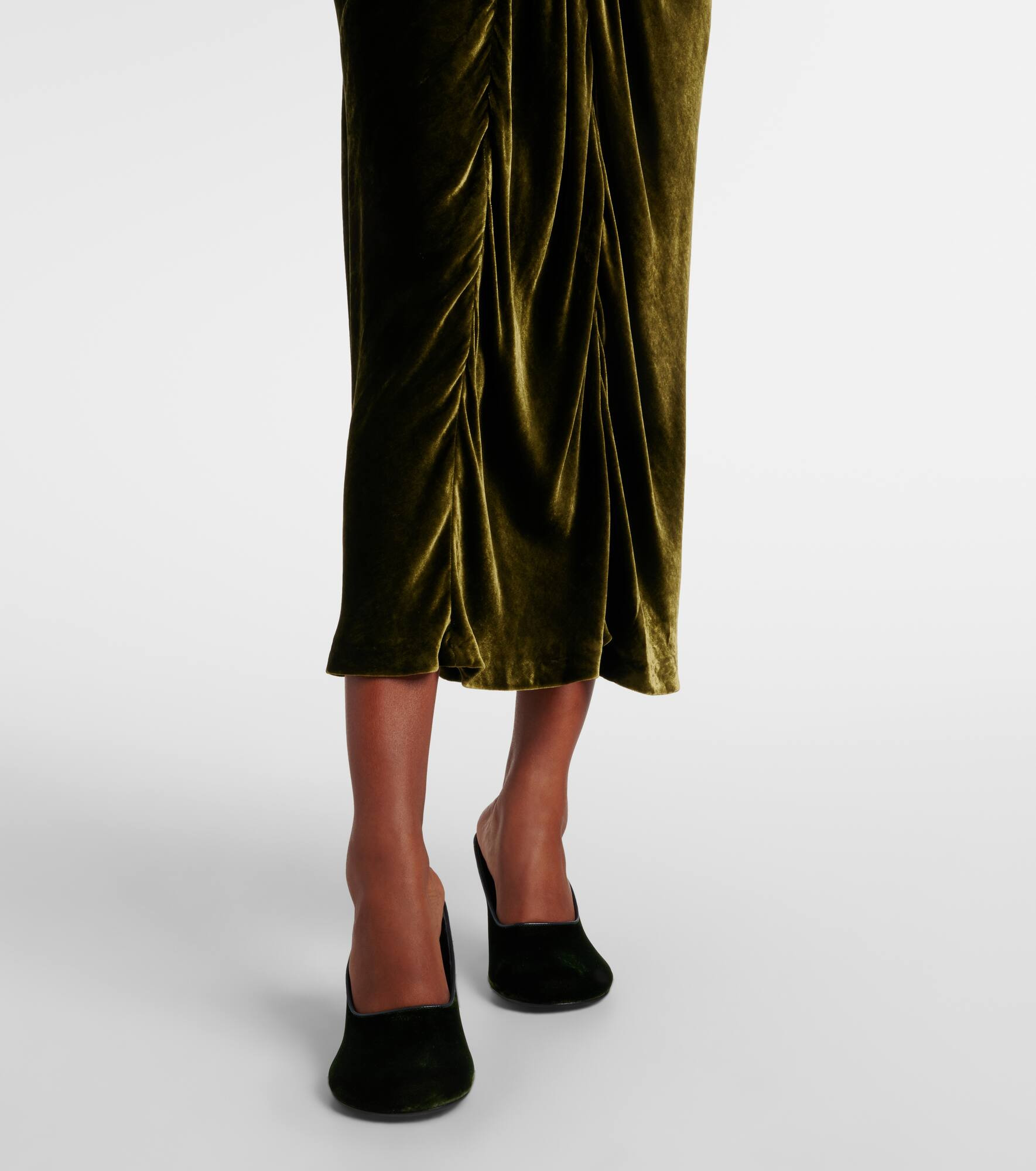 Draped velvet midi skirt - 5