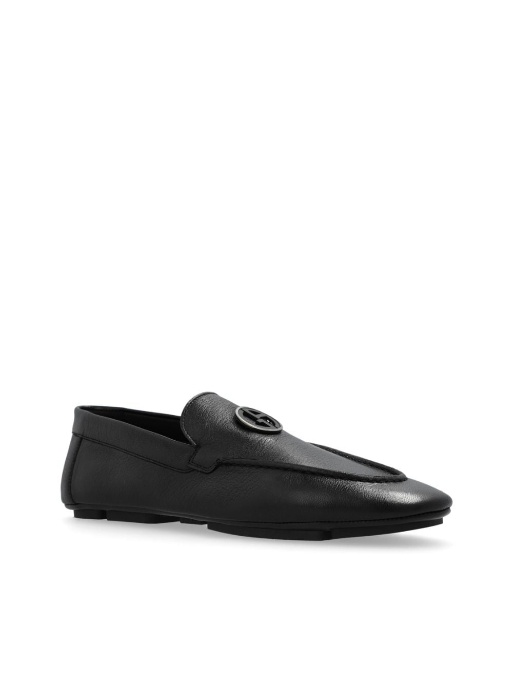 logo-plaque leather loafers - 4