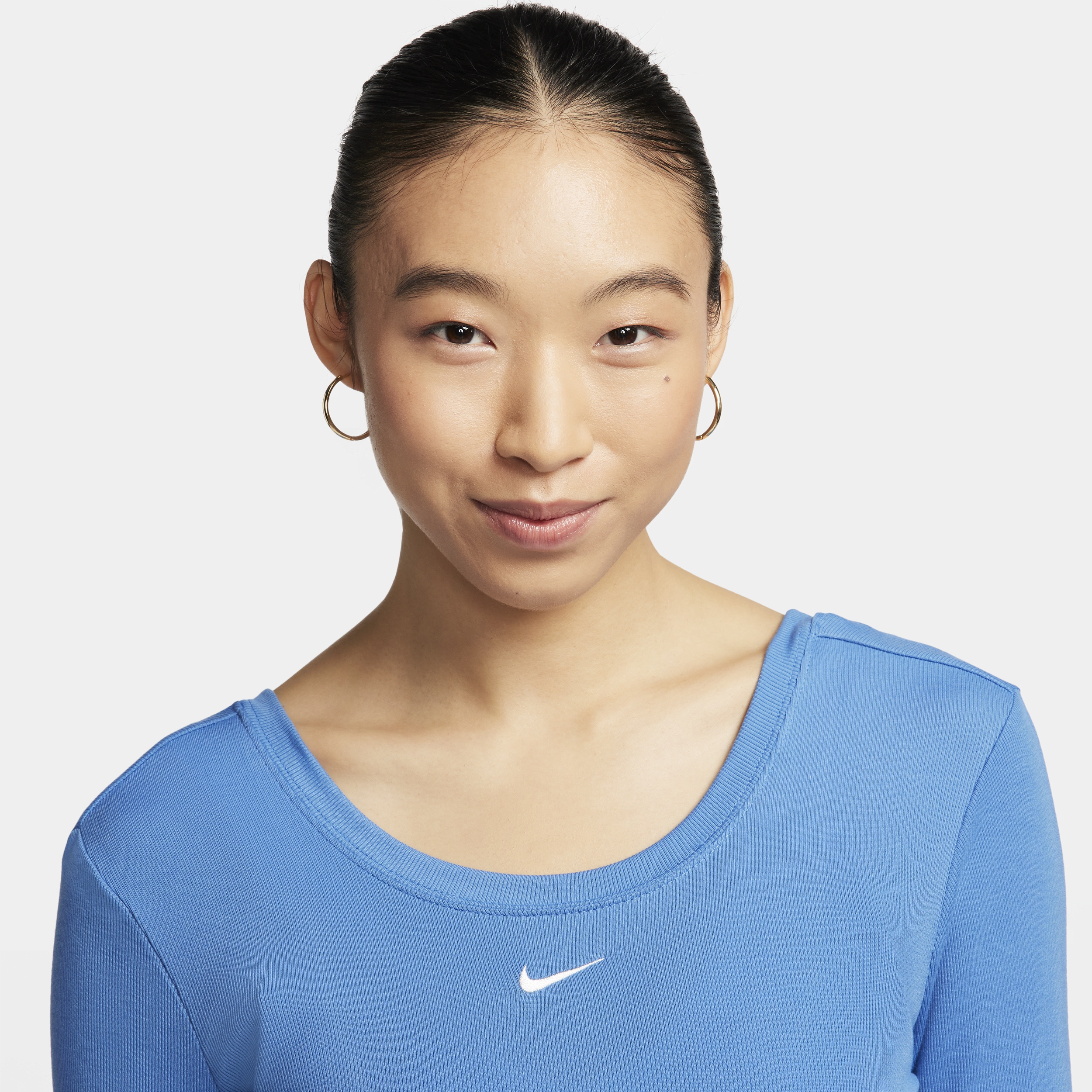 Women's Nike Sportswear Chill Knit Tight Scoop-Back Long-Sleeve Mini-Rib Top - 3