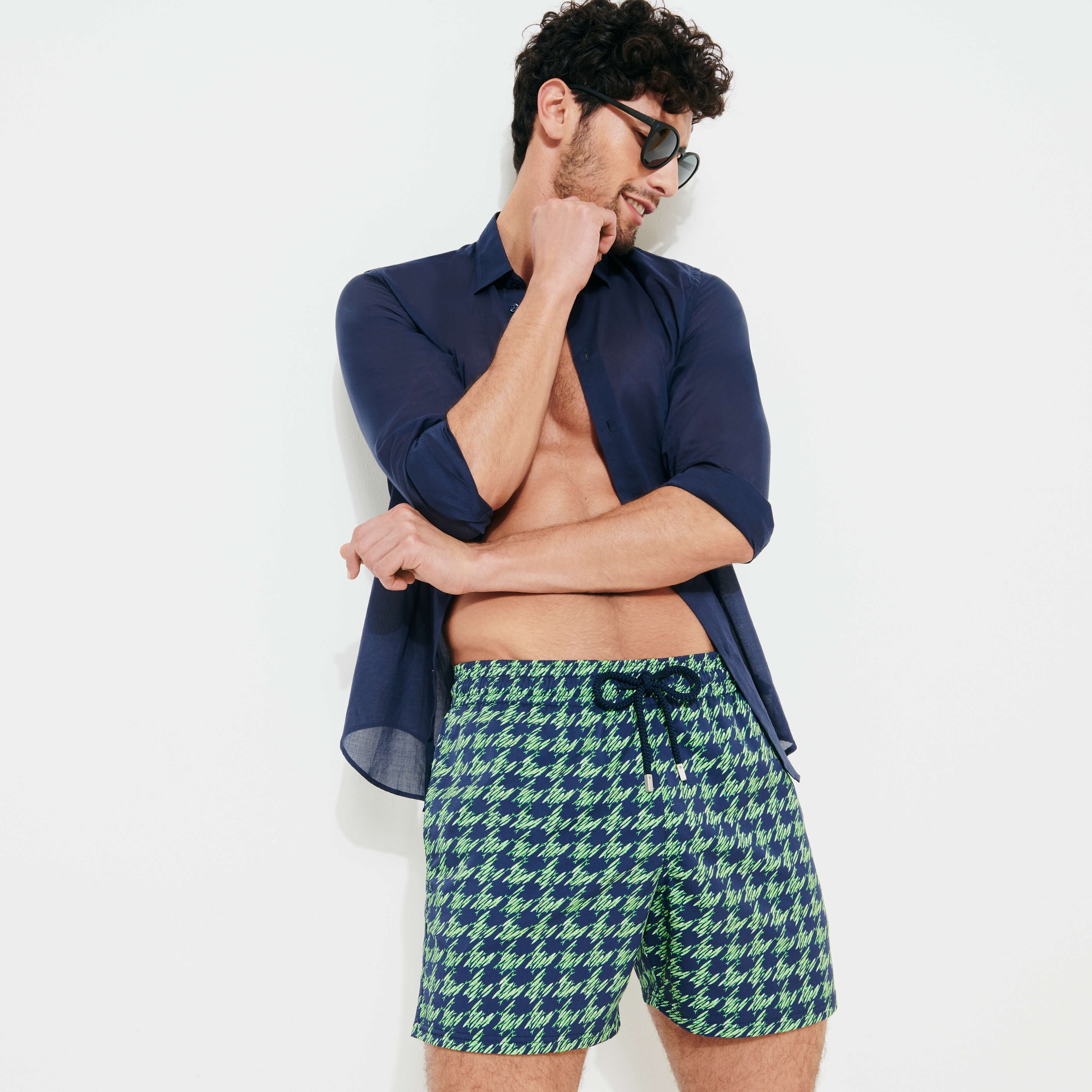Men Stretch Swim Trunks Screen Turtles - 8
