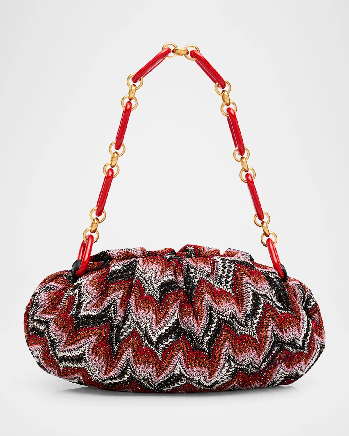 Small Chevron Cotton Pouch Shoulder Bag - 1
