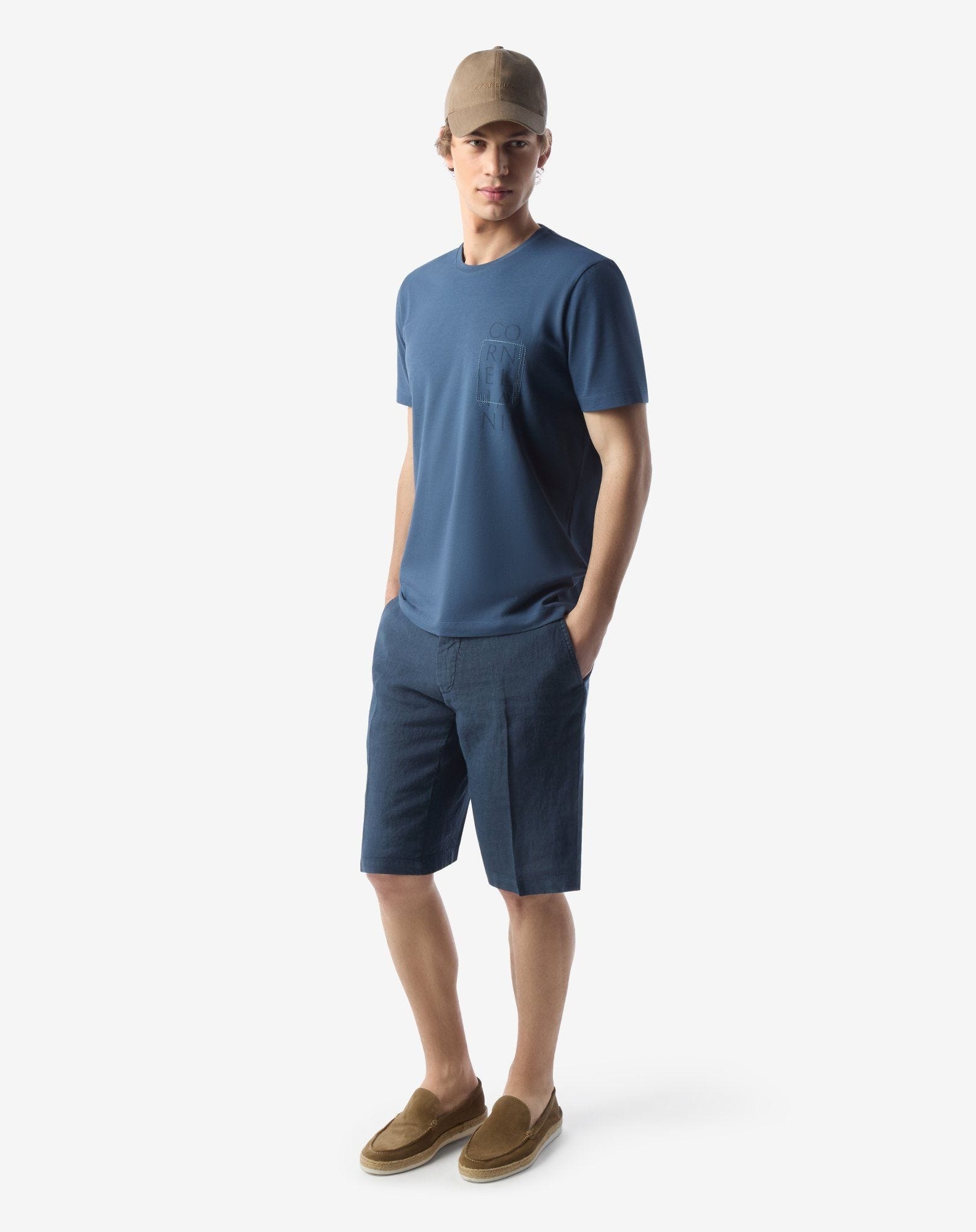 Blue pure linen Bermuda shorts - 2