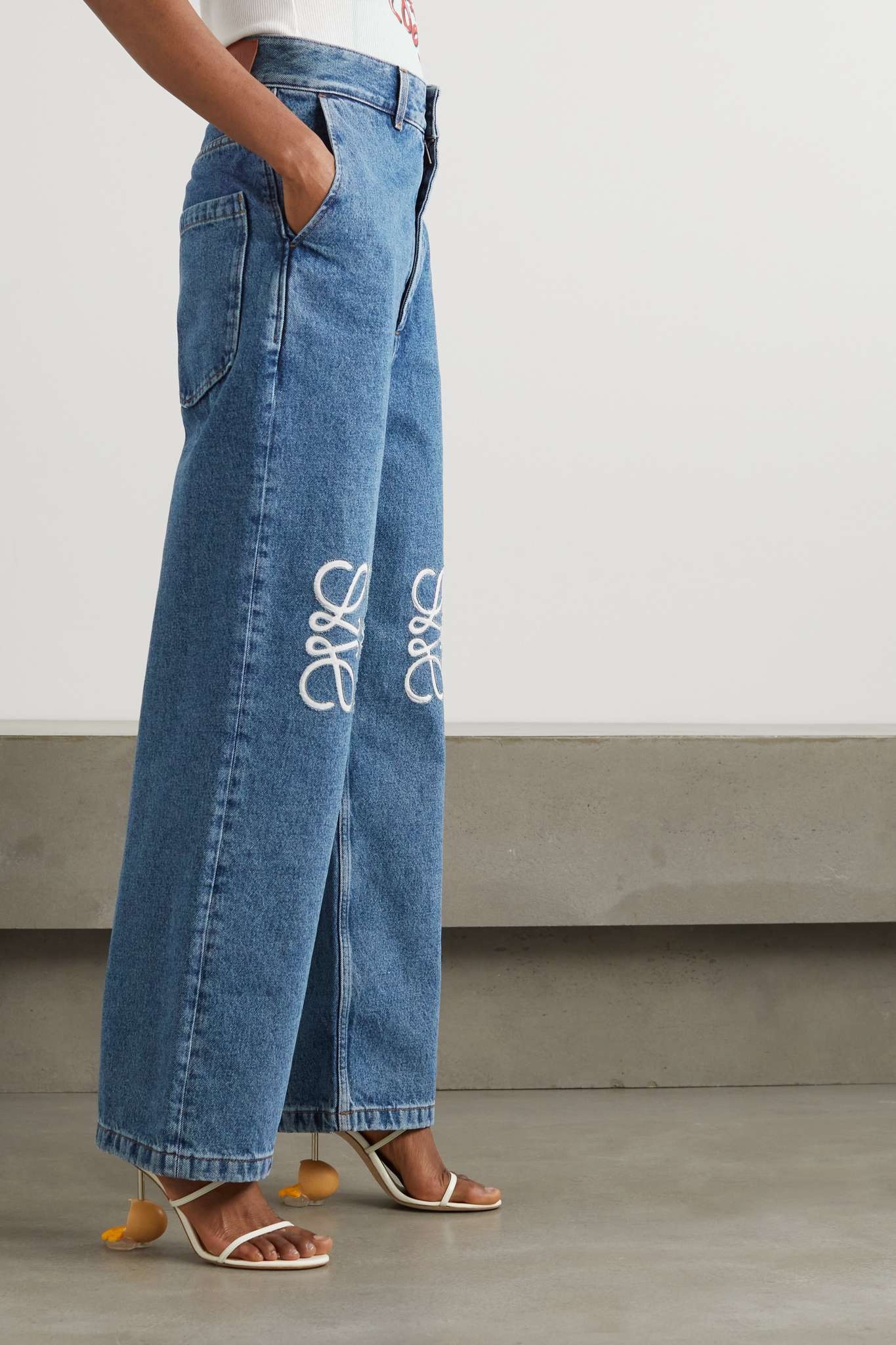 Loewe Anagram appliquéd high-rise wide-leg jeans