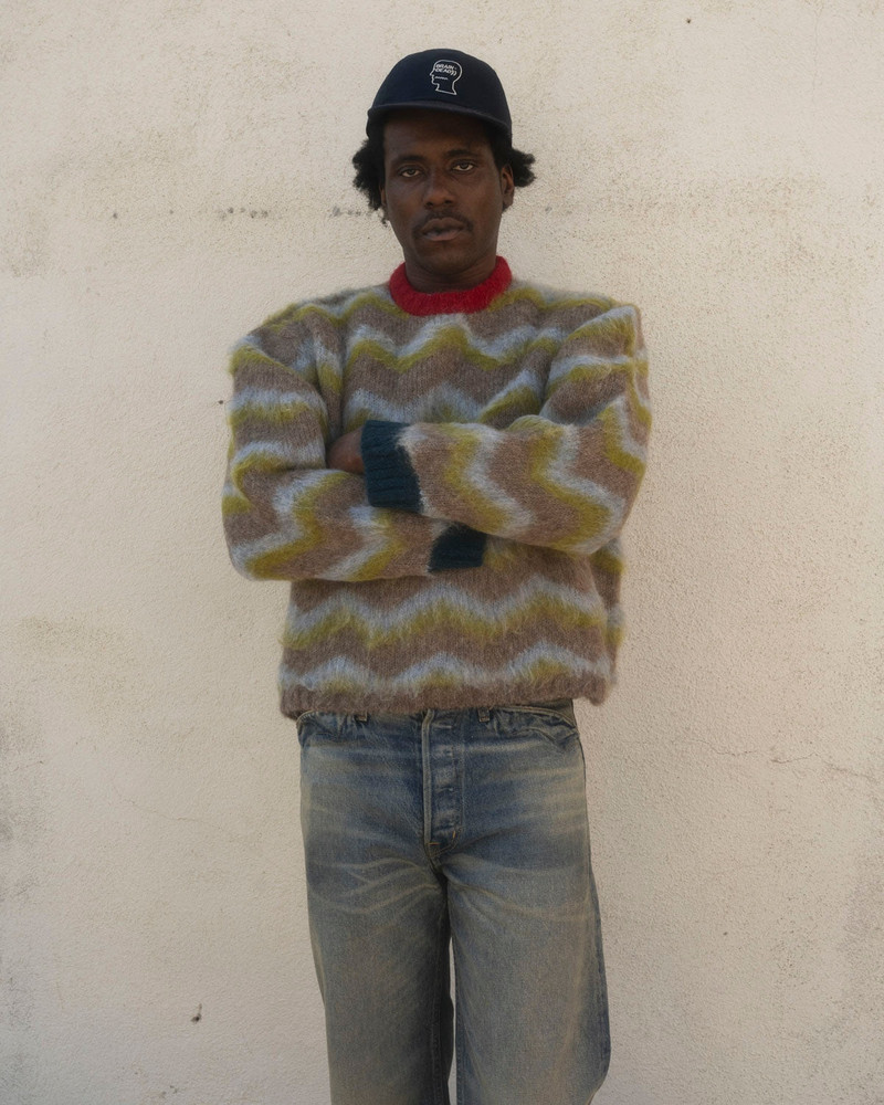 Zig Zag Boxy Knit Sweater - Taupe Multi 5