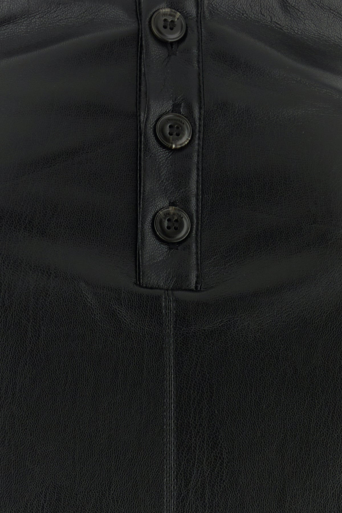Black synthetic leather Mikael top - 3