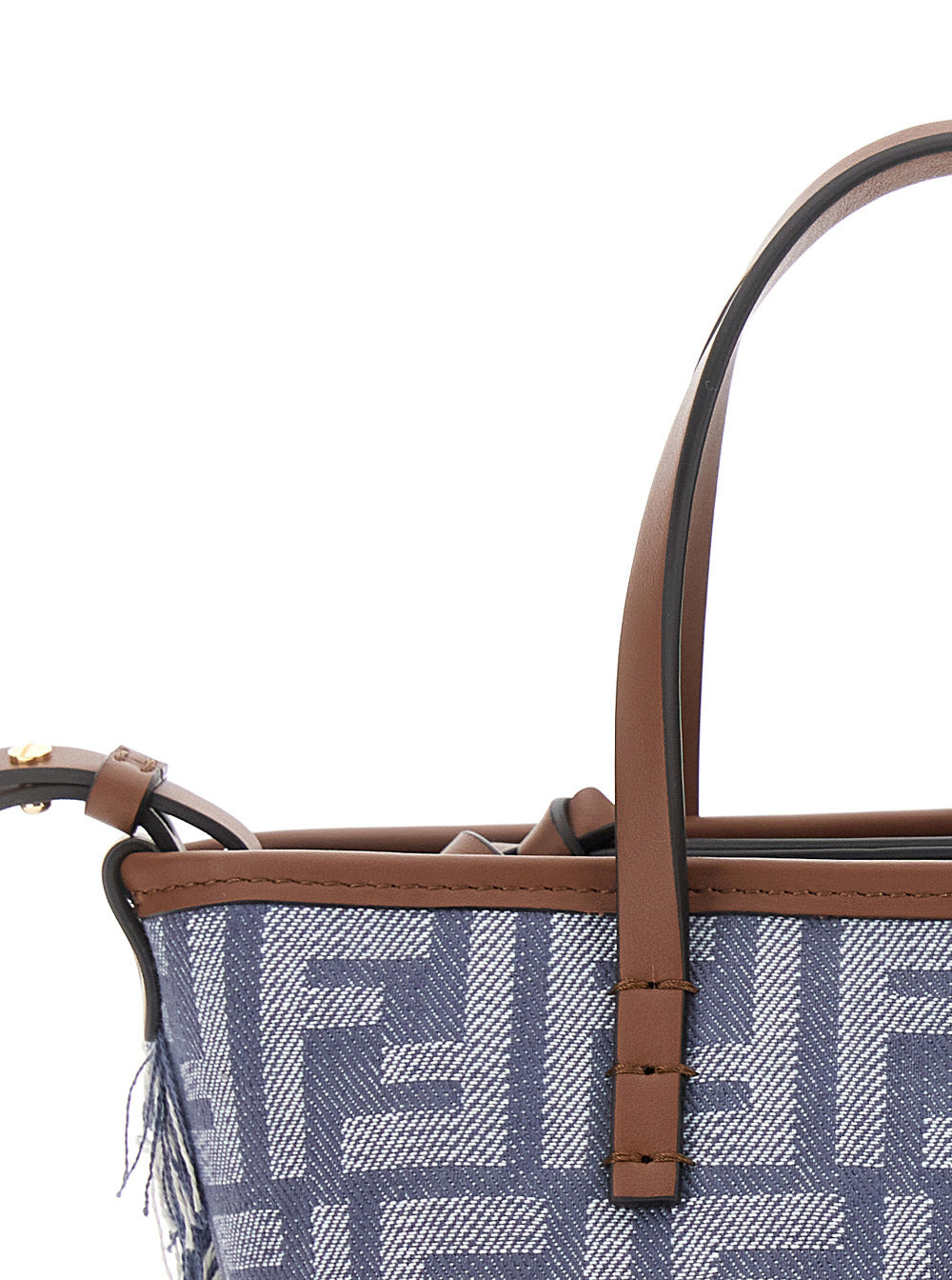 Fendi Women 'Roll' Blue Mini Bag With Adjustable And Removable Shoulder Strap And Fringed Details In - 5