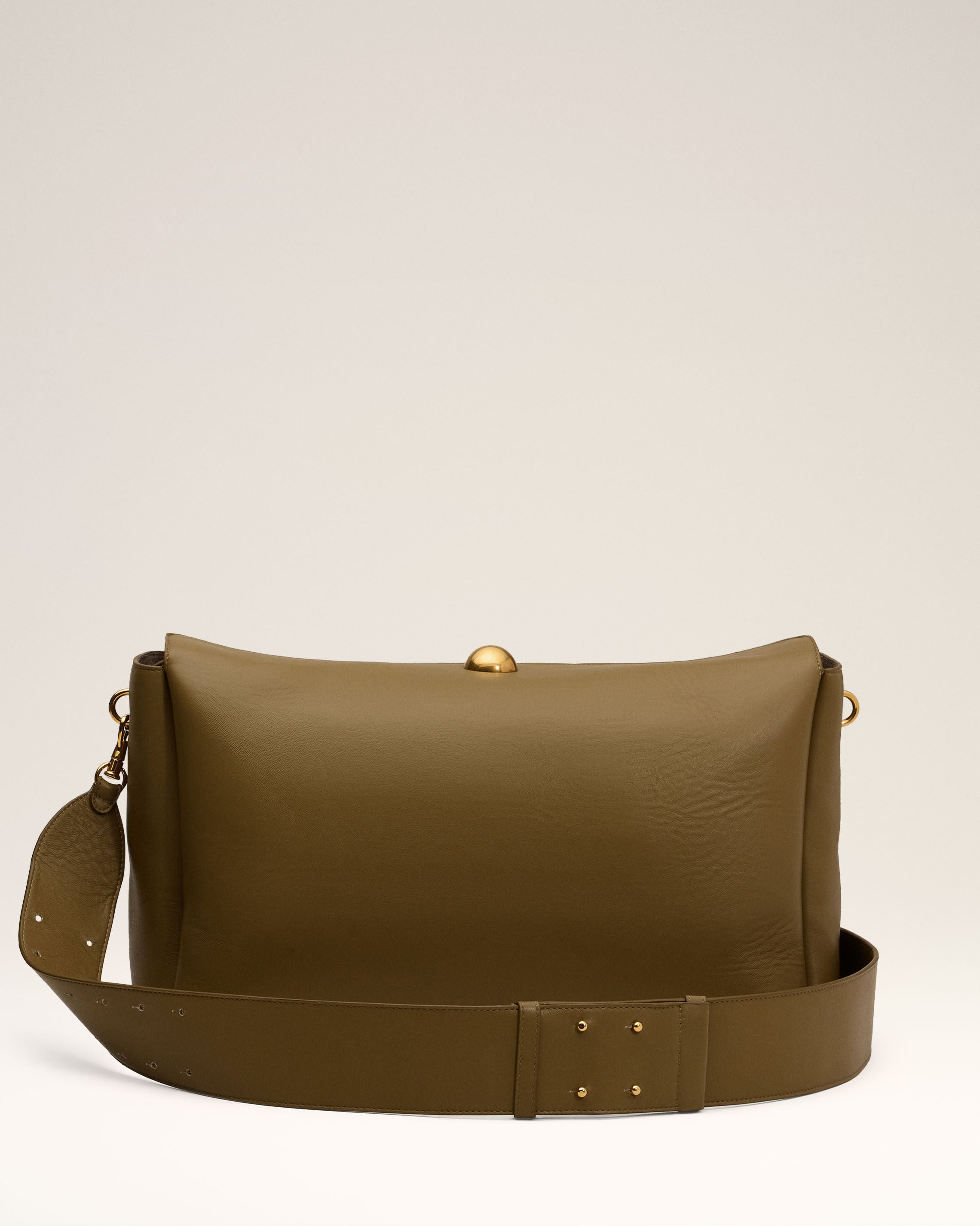 KHAKI LEATHER LARGE CARROUSEL BAG - 4