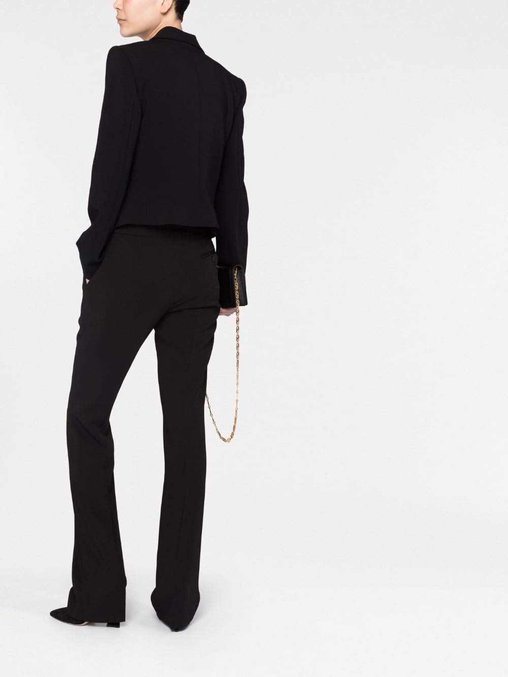 high-waisted flared trousers - 8
