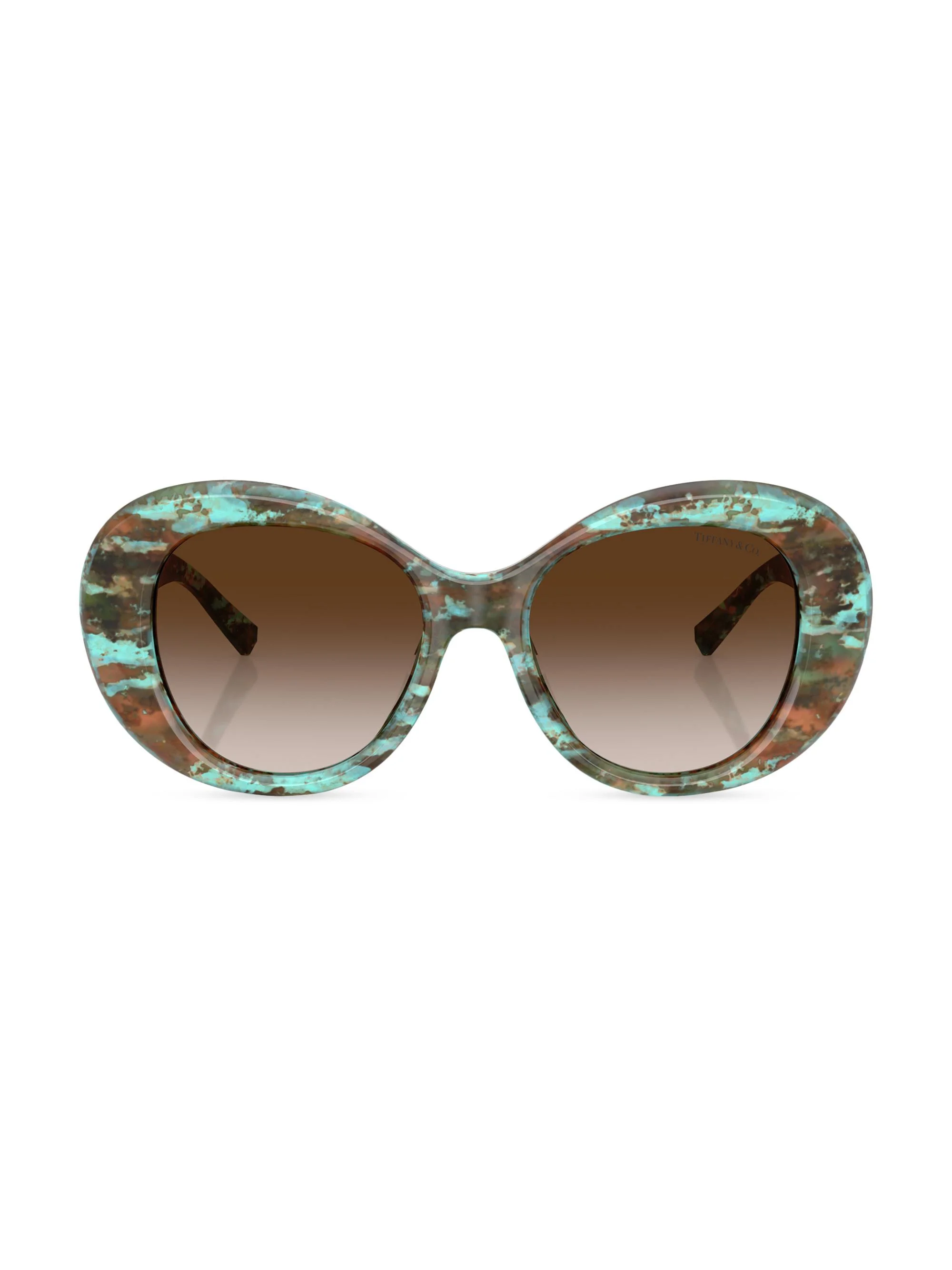 Women's 52MM Round Sunglasses - Gradient Brown Tiffany Blue Havana - 1