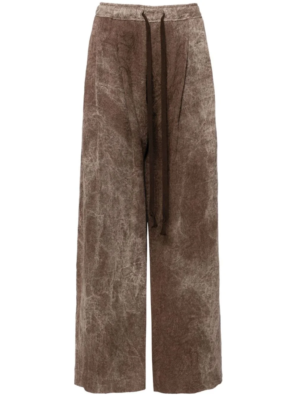 stonewashed print drawstring trousers - 1