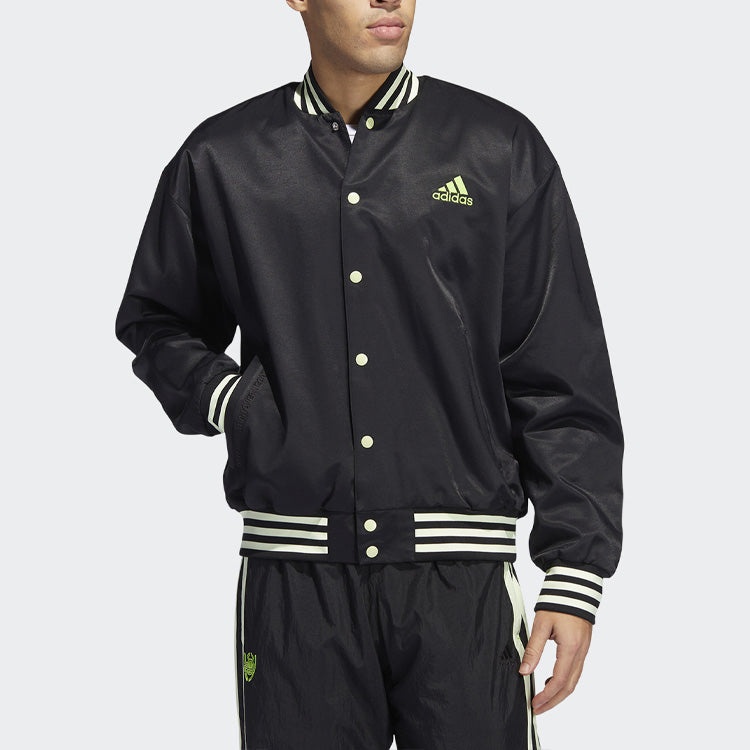 Men's adidas Stripe Sports Baseball Jacket Black HB5439 - 4