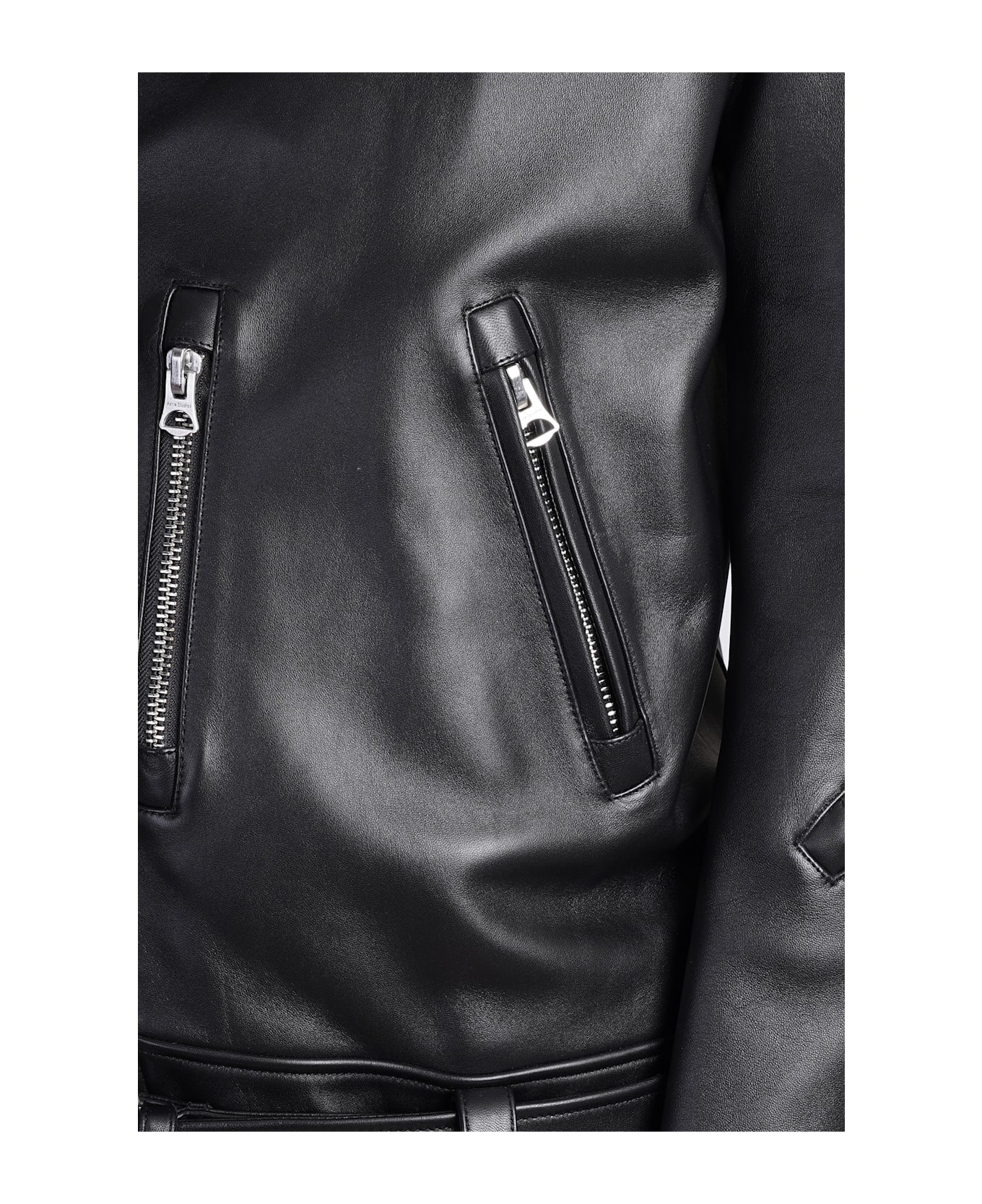 Nate Clean Biker Jacket In Black Leather - 5