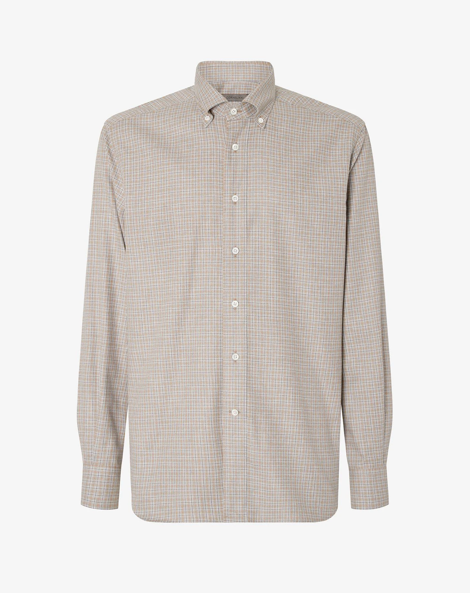 Flannel shirt with brown/Grey check pattern - 1