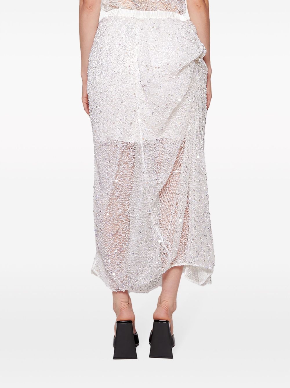 semi-sheer sequinned high-waist skirt - 4