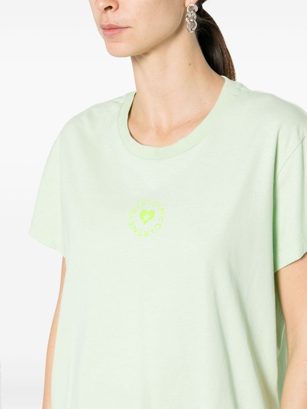 【Stella McCartney】Cotton T-shirt lovestruck Circular Logo Stella McCartney Lovestruck Logo cotton T-Shirt | REVERSIBLE