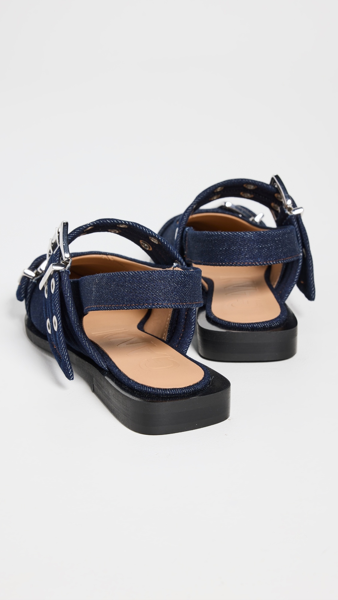 Buckle Ballerina Denim Sandals - 3