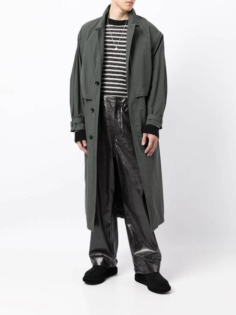 Yohji Yamamoto faux leather dungarees outlook