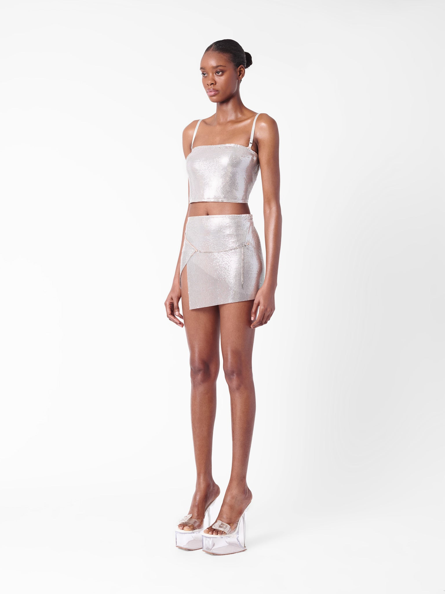 ROSALYN TOP METALLIC CHAINMAIL SILVER CHROME - 4