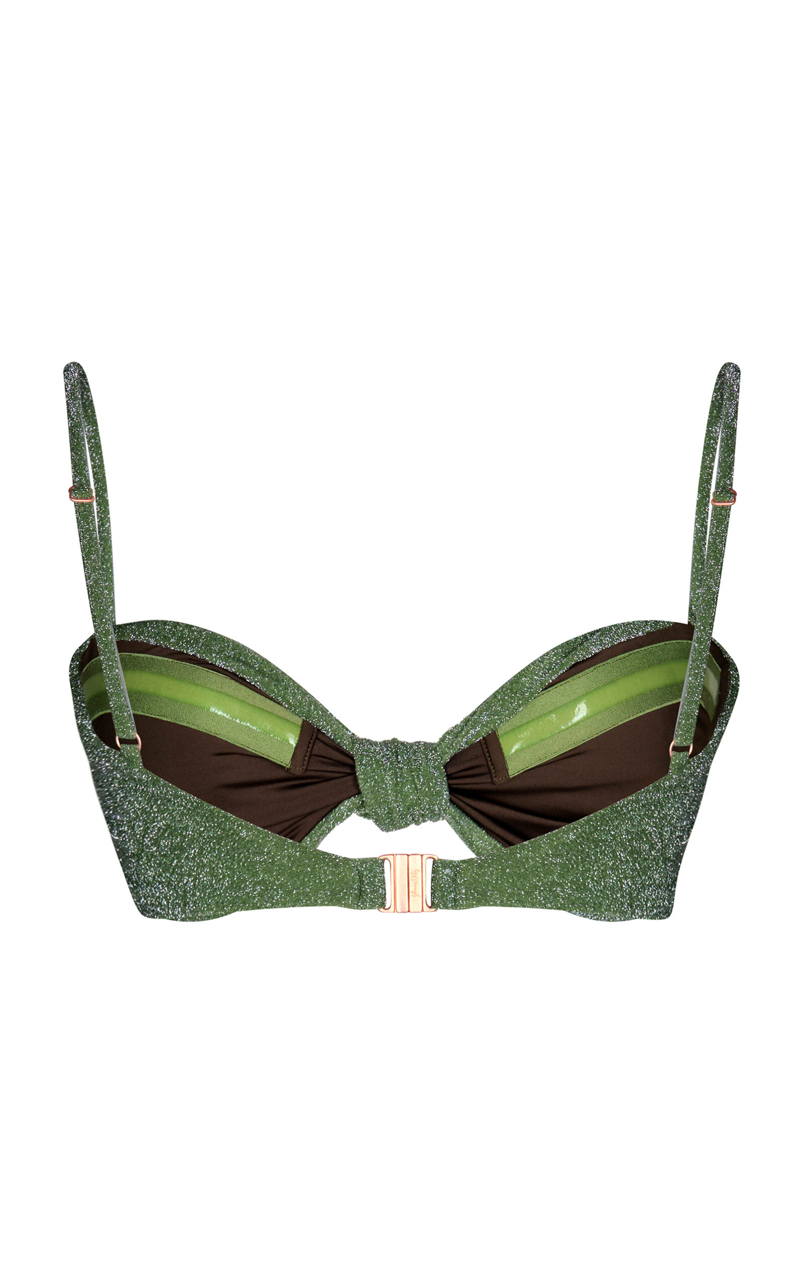 Heliconia Metallic Knotted Bikini Top green - 5