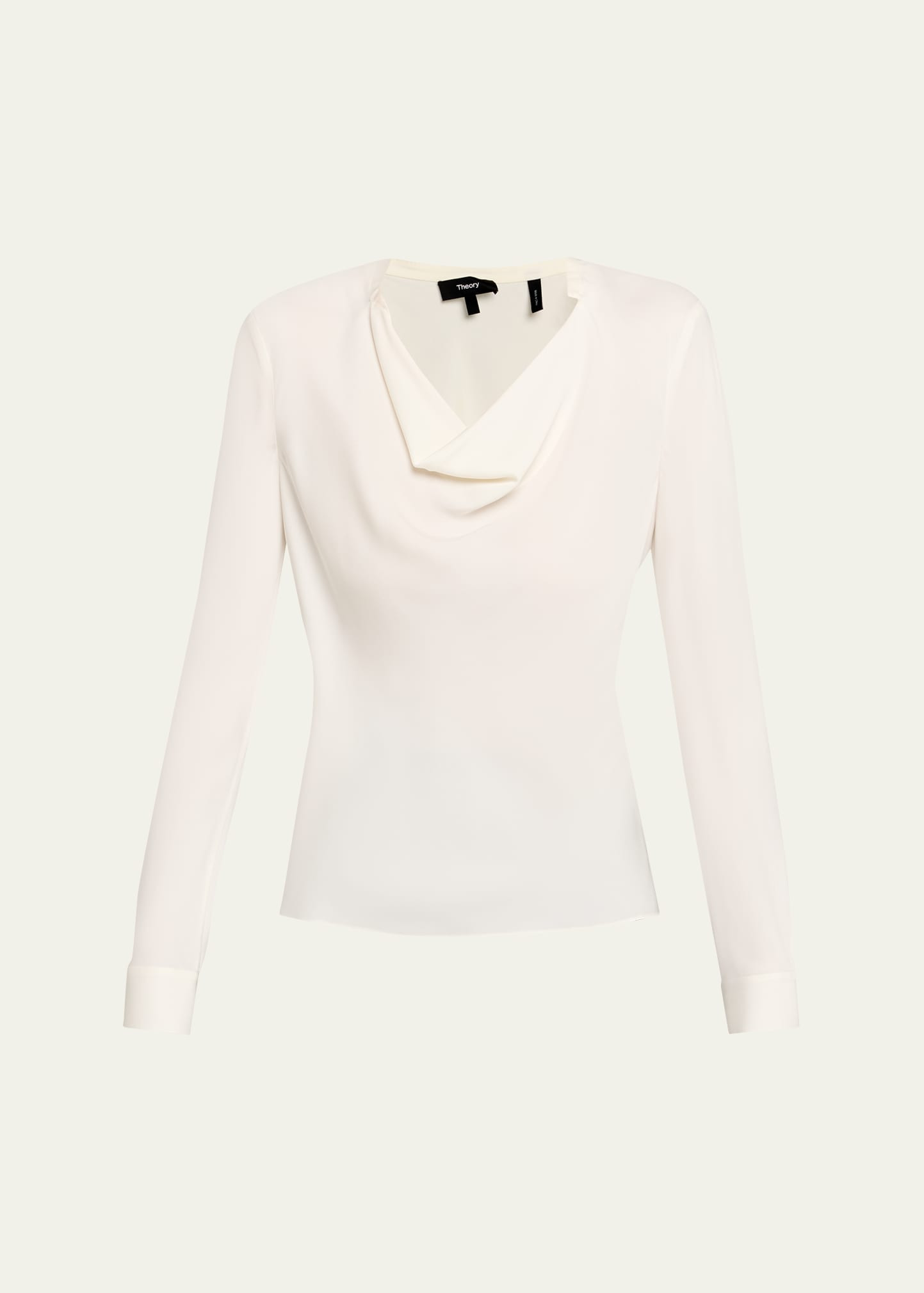 Draped Long-Sleeve Silk Blouse - 1