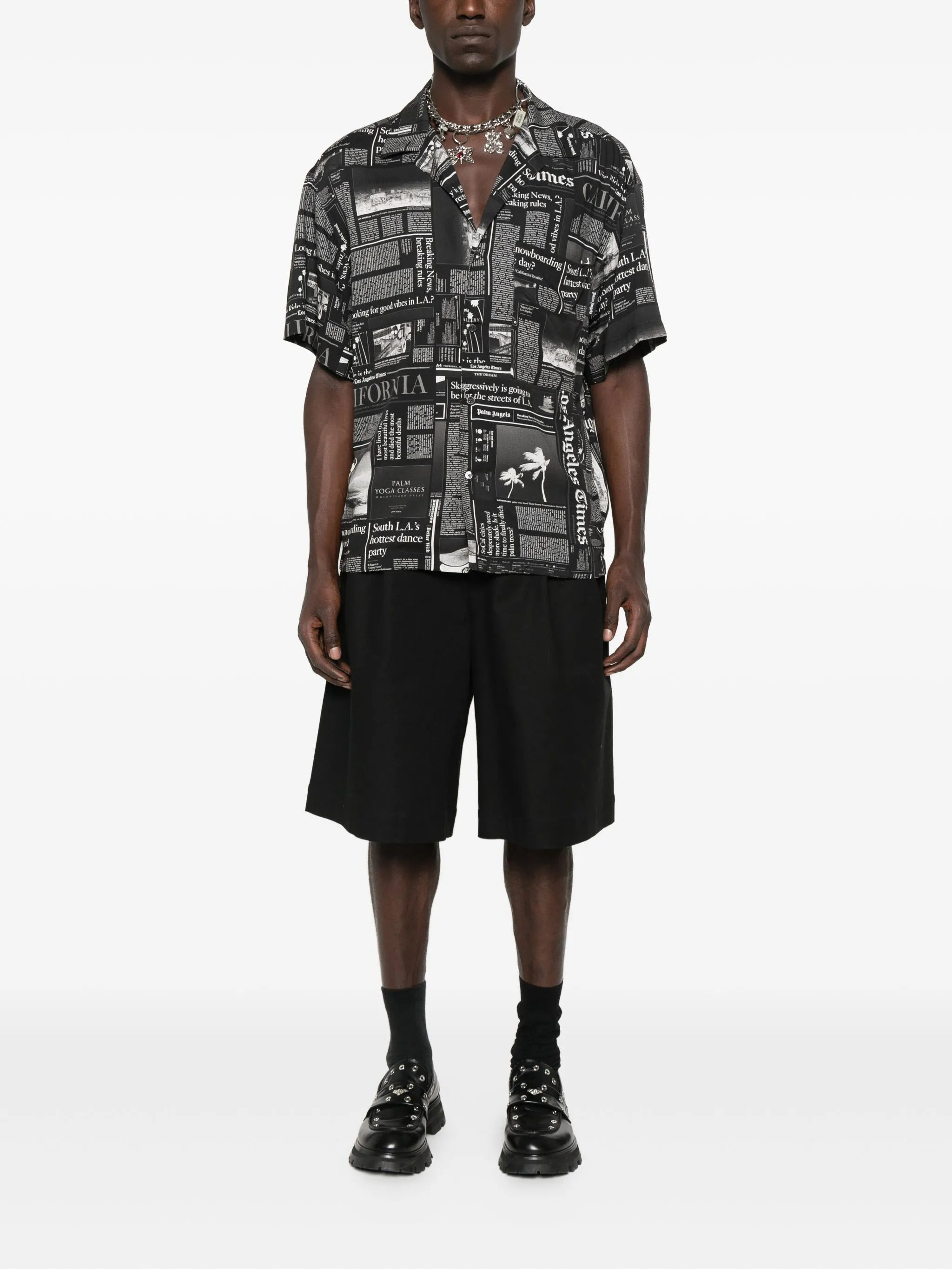 Palm Angels Newspaper-print Shirt - 3