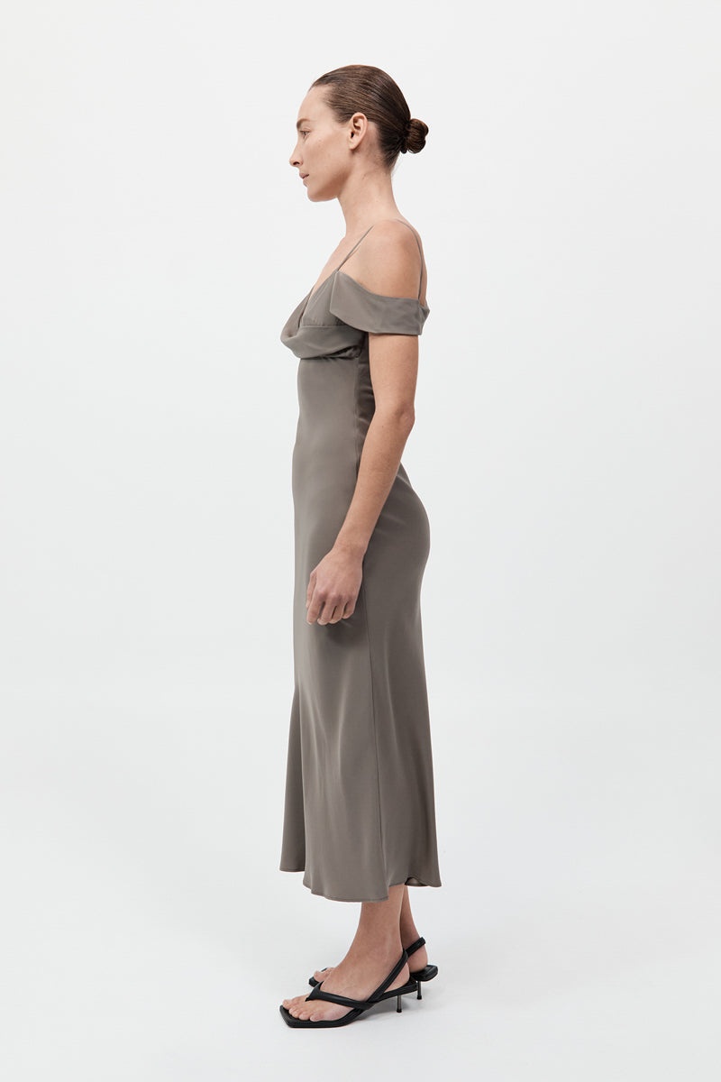 Silk Drape Dress - Slate - 6