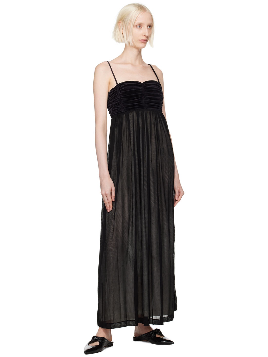 Black Evening Ruche Bandeau Maxi Dress - 4