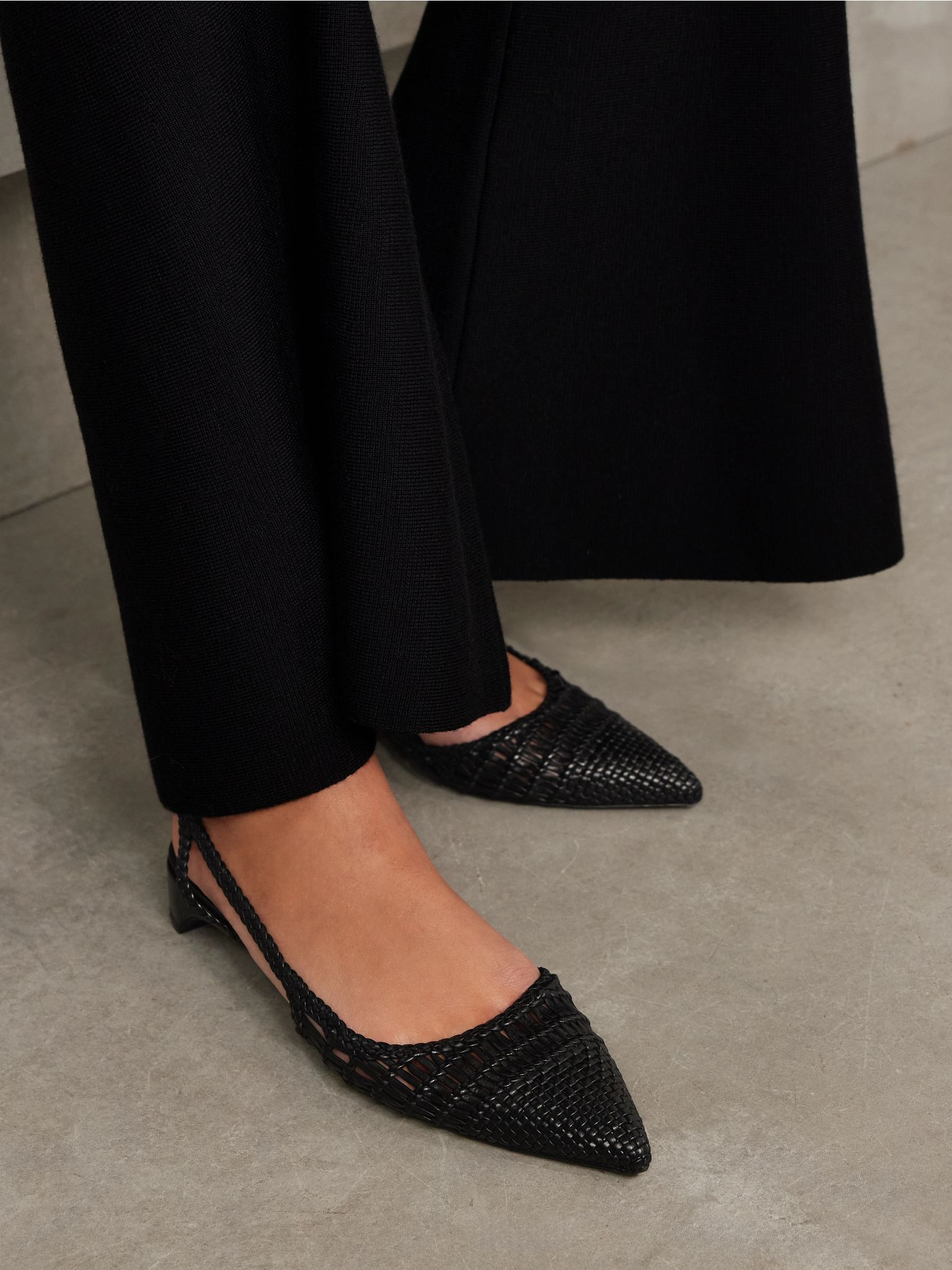 Perro woven leather slingback pumps Black - 2