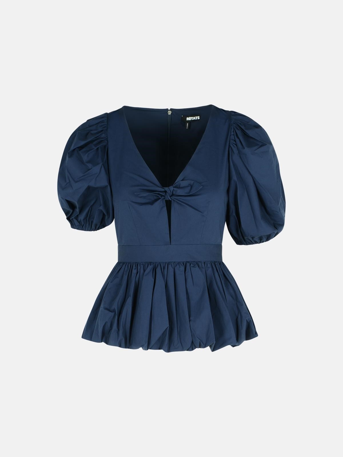 DARK BLUE COTTON BLOUSE - 1