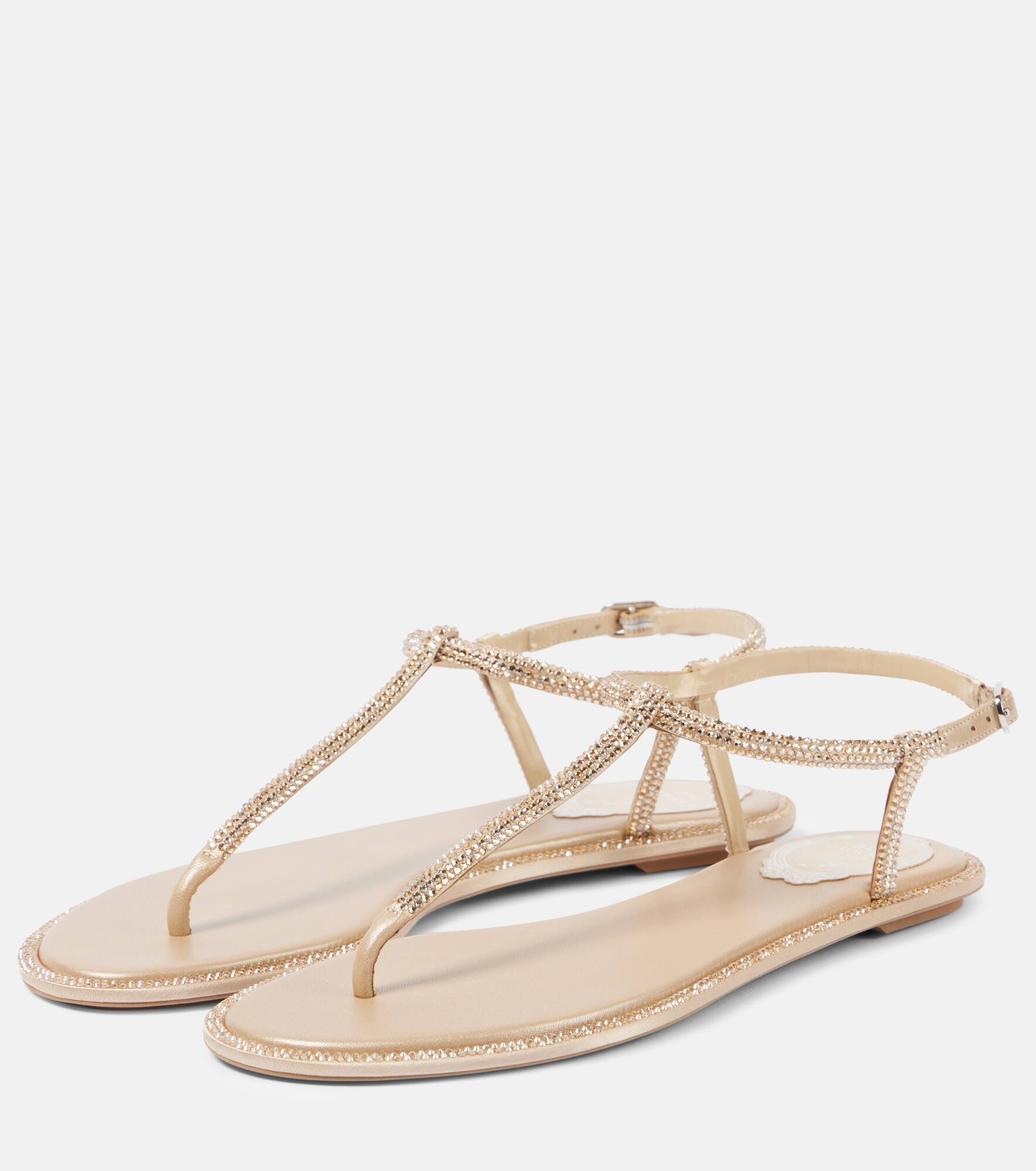 Diana satin and leather thong sandals - 5