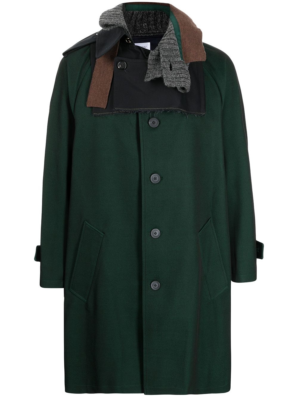 asymmetric colour-blocked button-up coat - 1