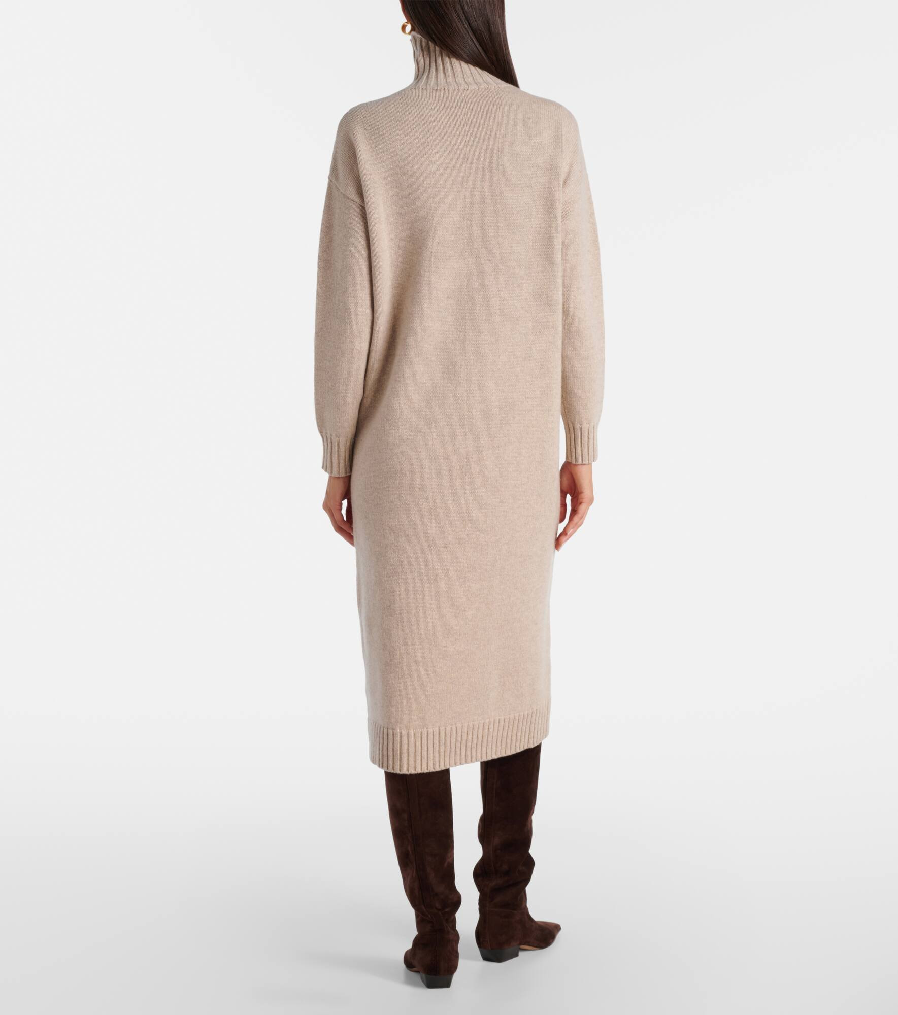 Summer turtleneck cashmere midi dress - 3
