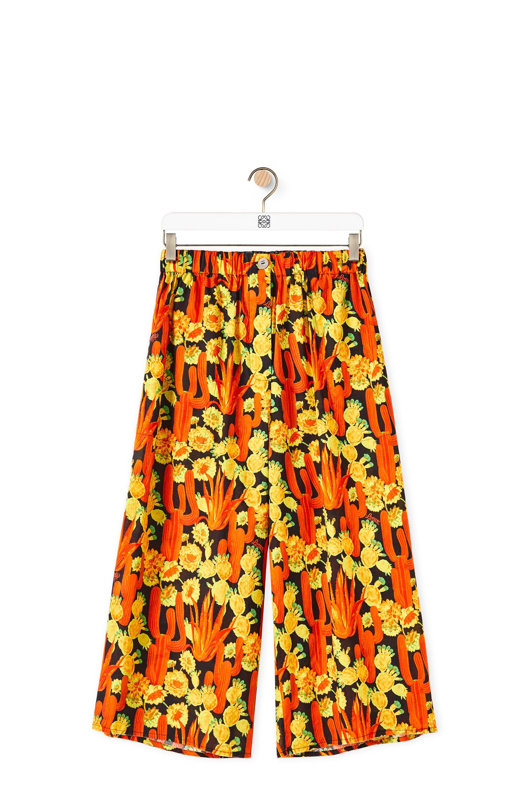 Cactus print cropped trousers in cotton - 1