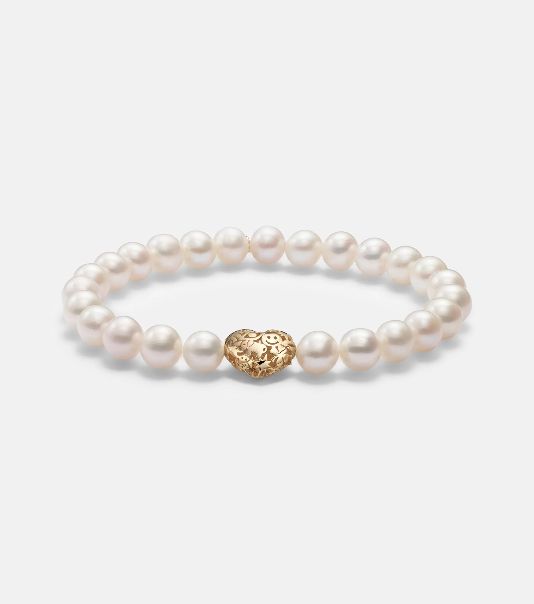 Puffy Icon Wallpaper Heart 14kt gold bracelet with pearls - 1