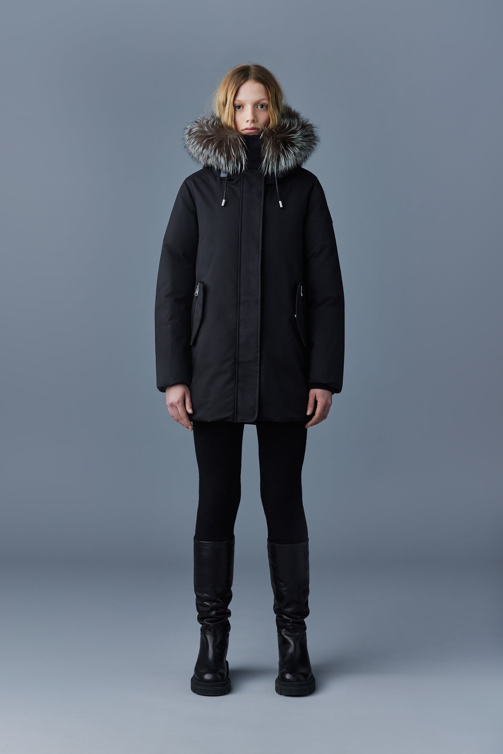 KINSLEE 2-in-1 oversized down parka with bib and silver fox fur - 2