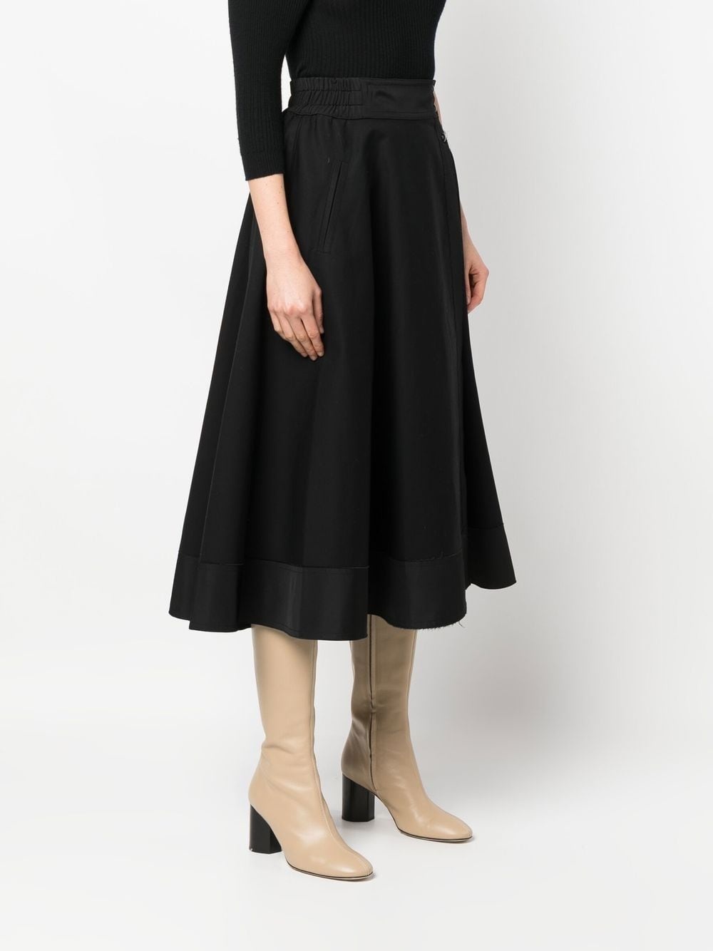 side-buttoned A-line skirt - 3