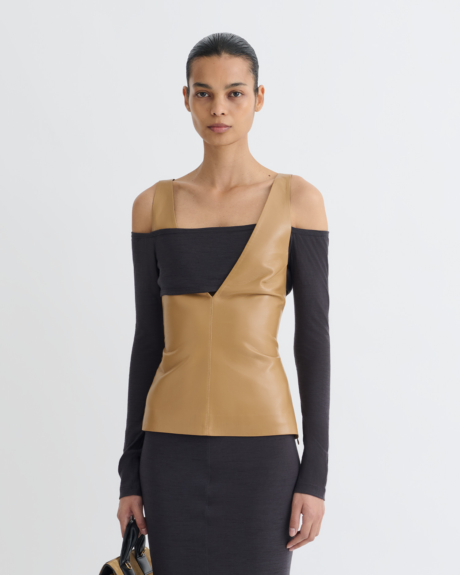 Wool Jersey and Okobor™ Alt-Leather Top - 4