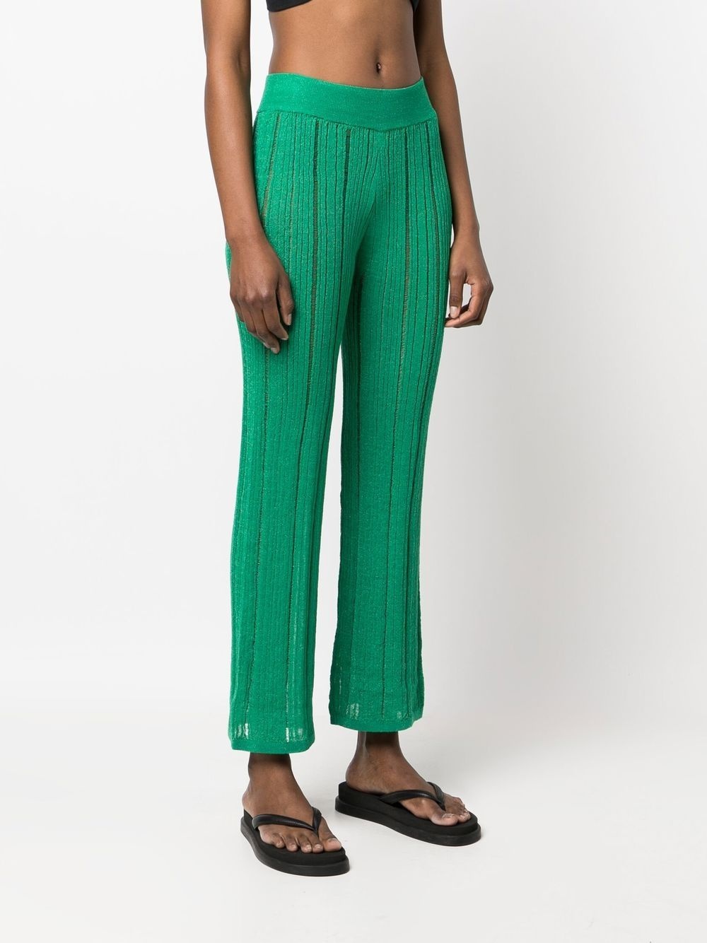 high-waisted ribbed-knit pants - 3