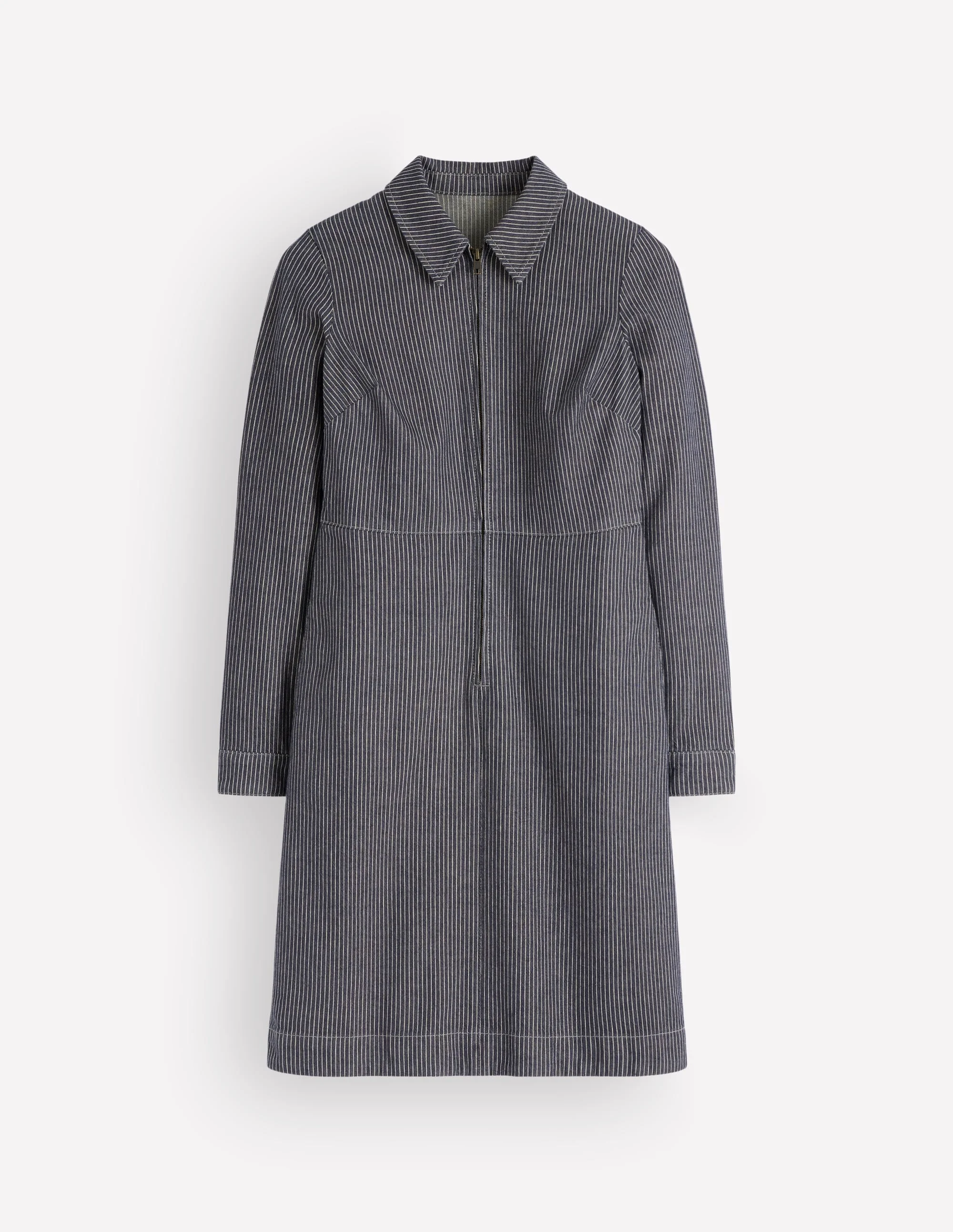 Bronte Denim Short Dress-Fine Denim Ticking Stripe - 1