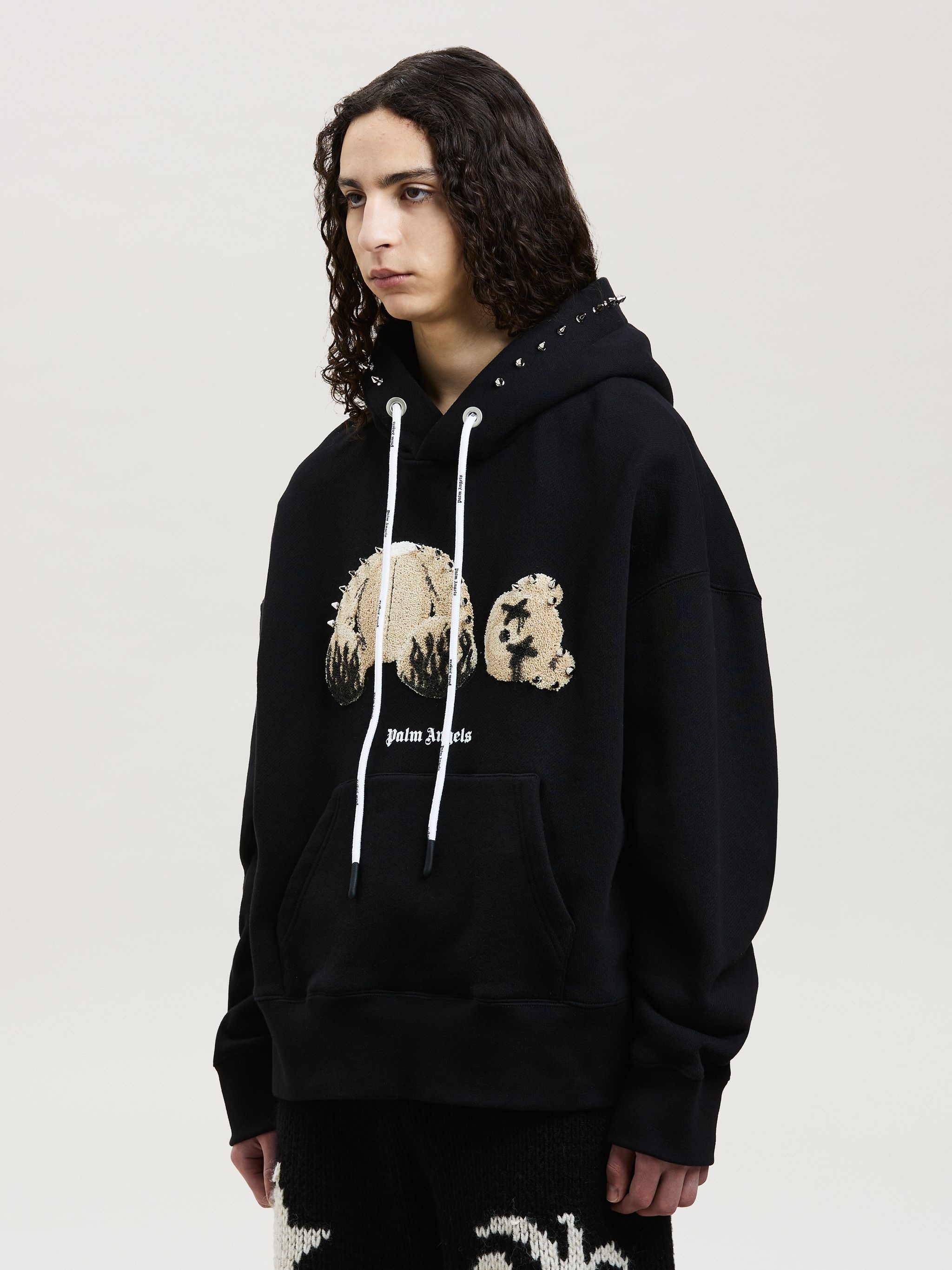 PA SEQUINS BEAR HOODIE in black - Palm Angels® Official