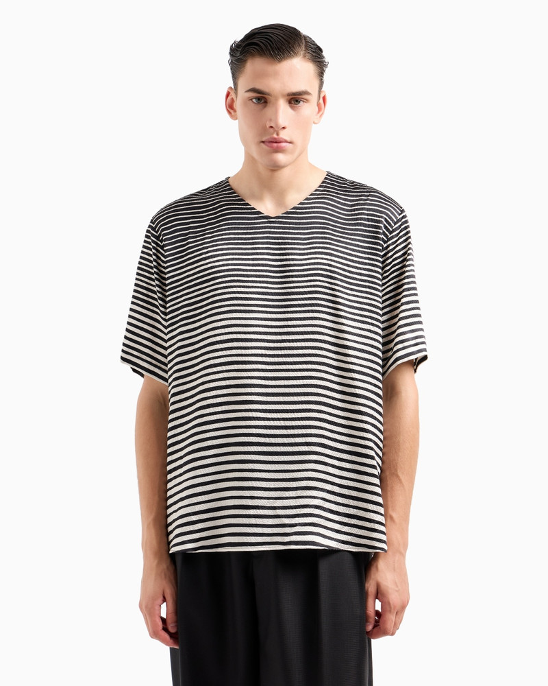 GIORGIO ARMANI GRADIENT STRIPED PRINT SILK T-SHIRT SHIRT outlook