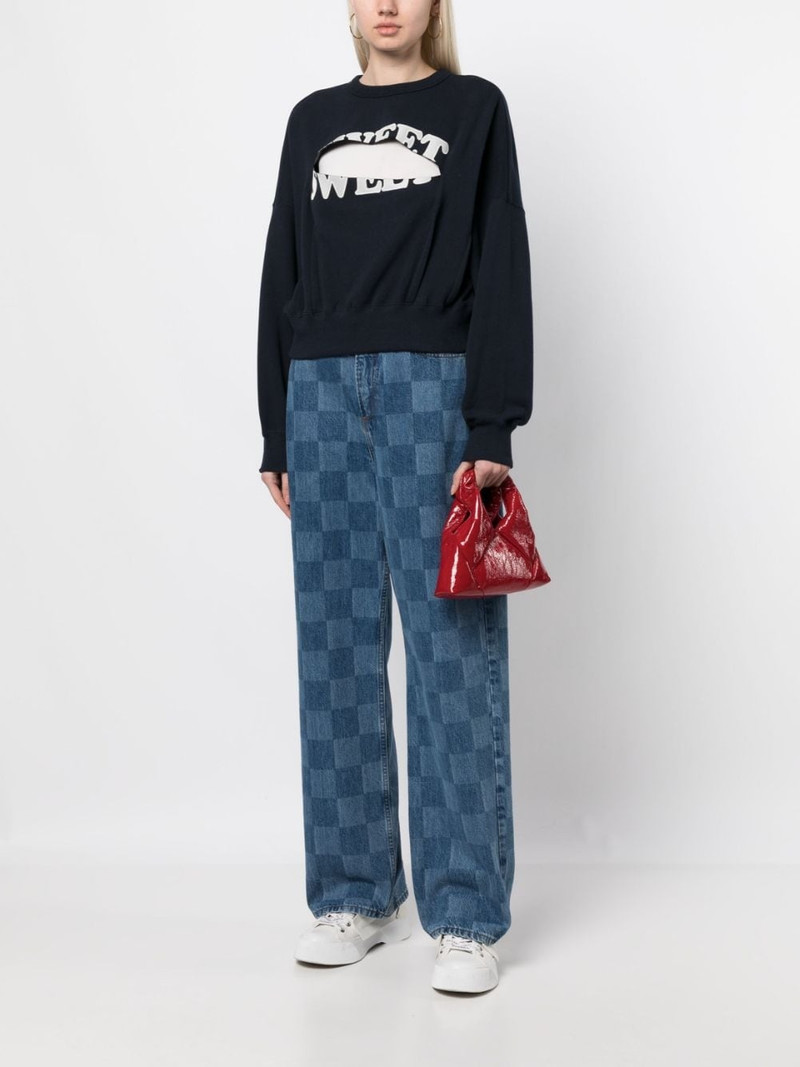 UNDERCOVER slogan-print cut-out detailing sweatshirt outlook