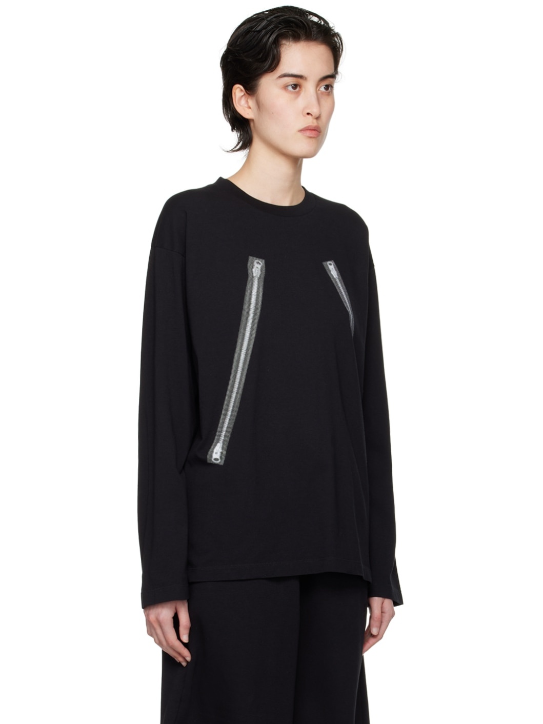Black Graphic Long Sleeve T-Shirt - 2