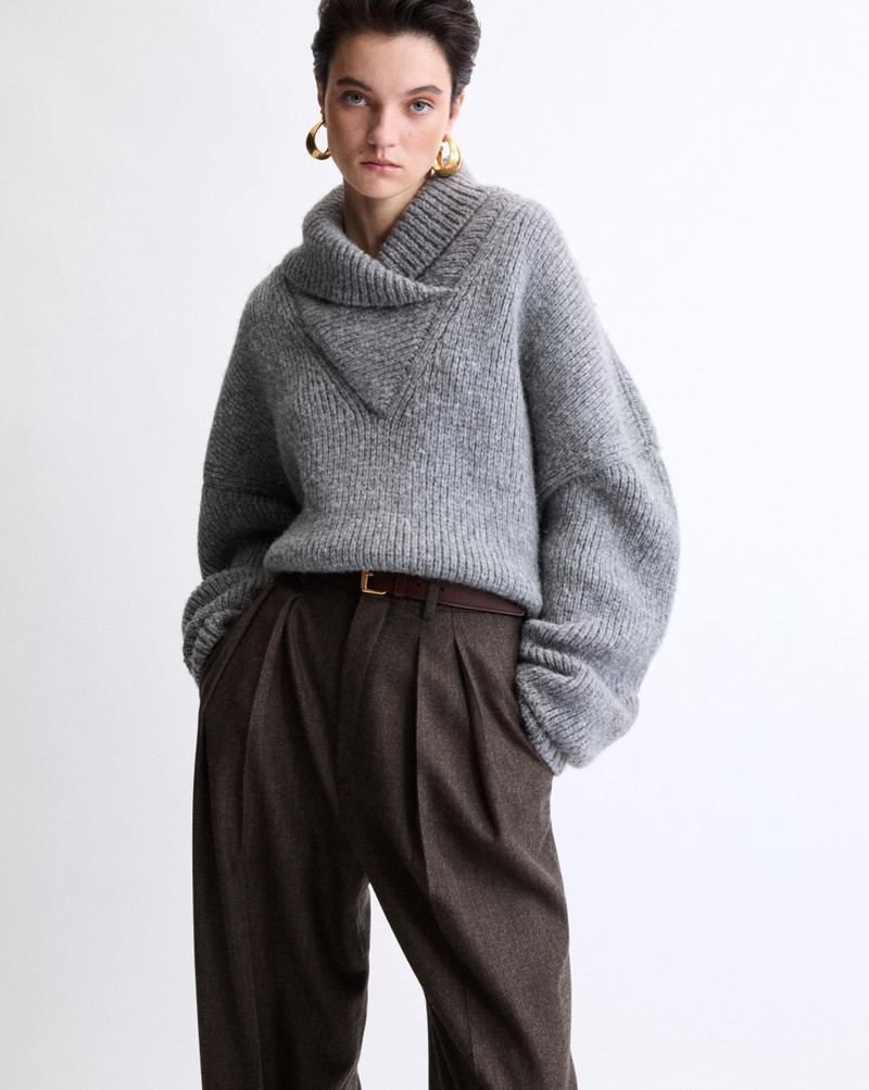 SAINT LAURENT SHAWL SWEATER IN CHUNKY KNIT outlook