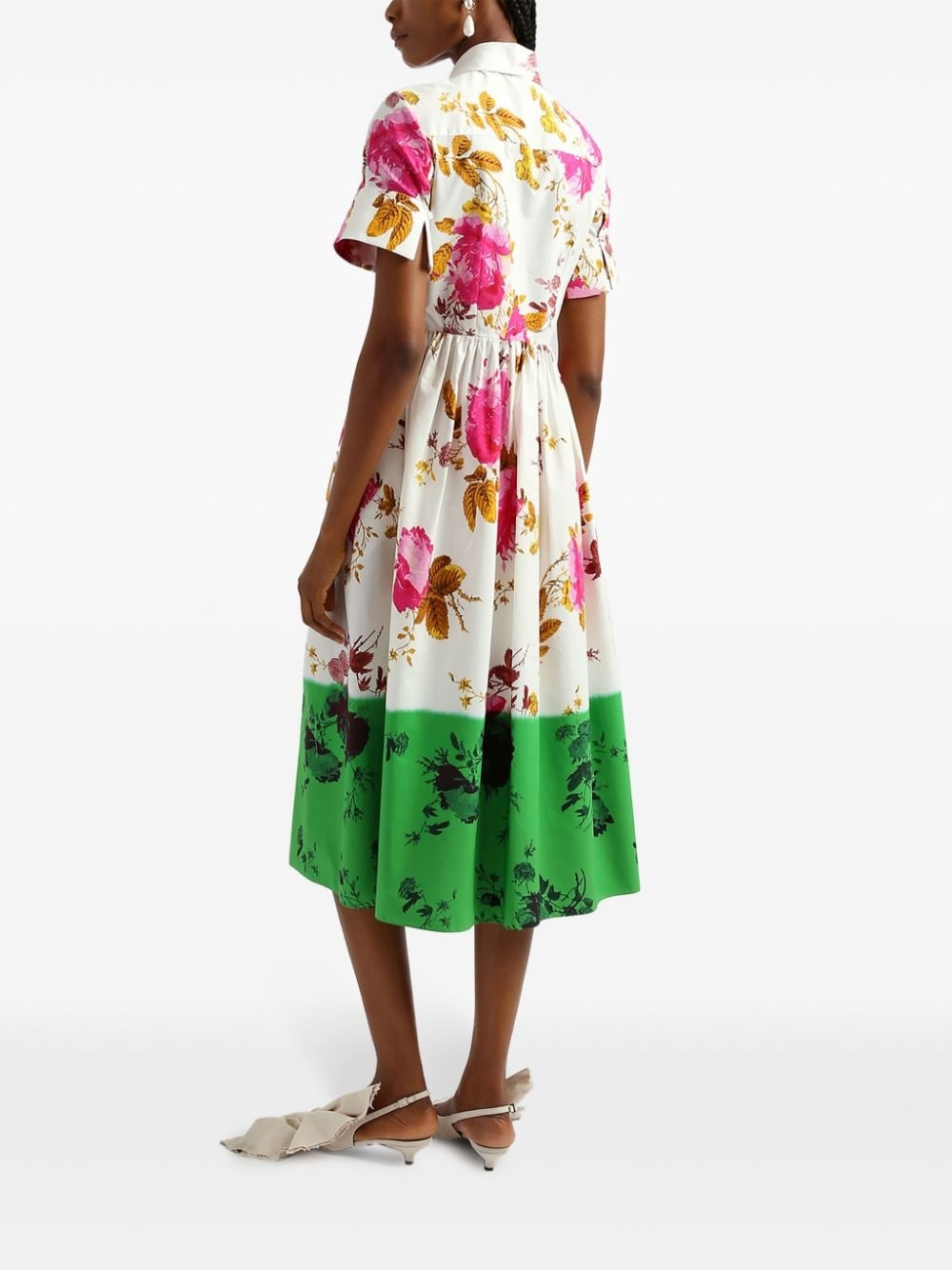dipped-hem floral-print shirt dress - 3