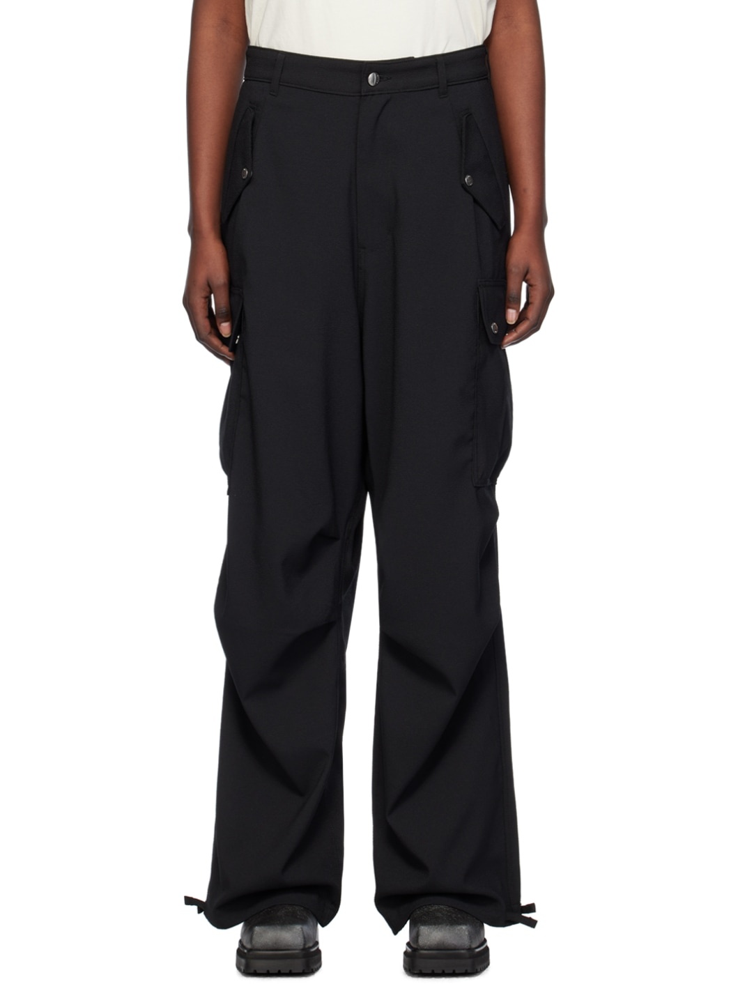 Black Cargo Pocket Trousers - 1