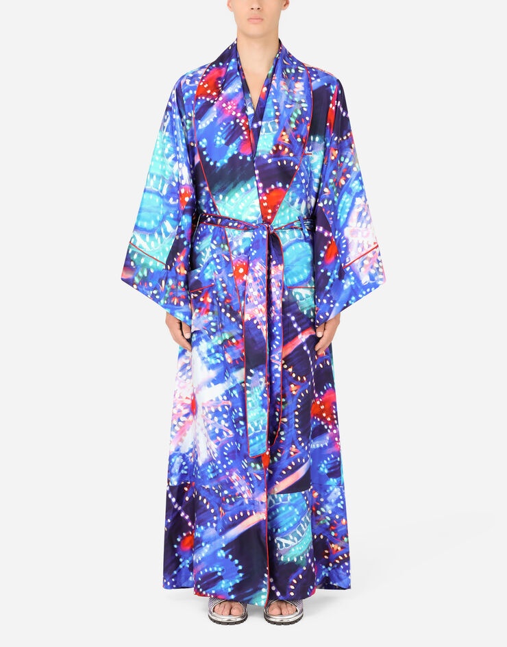 Silk illumination-print robe - 2