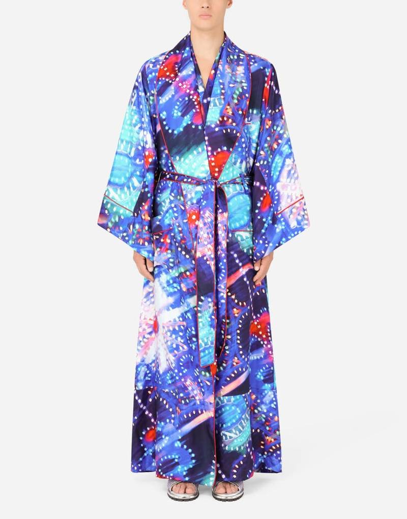 Silk illumination-print robe 2